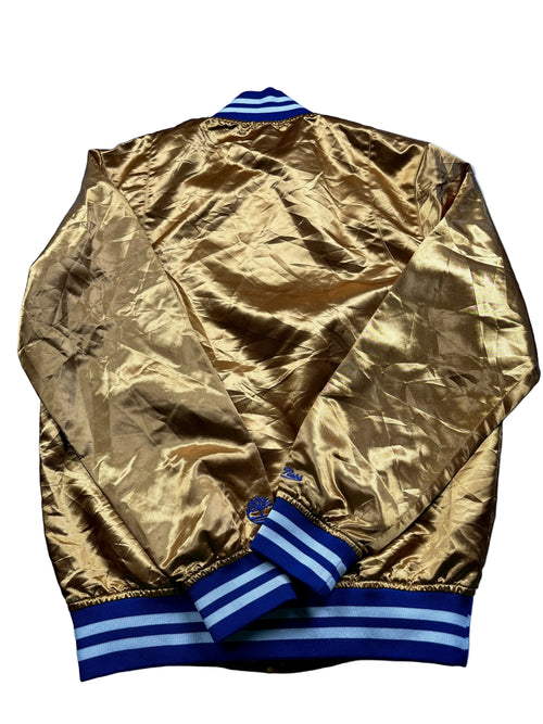 Mitchell & Ness x Timberland Gold Satin Varsity-Style Jacket