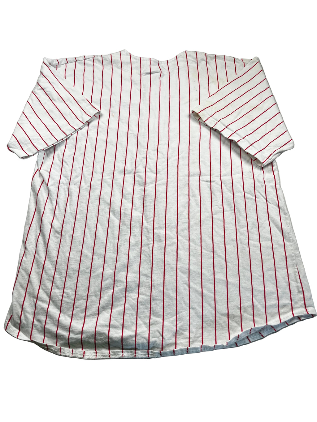 Vintage Disney White & Red Pinstripe Button-Up Jersey