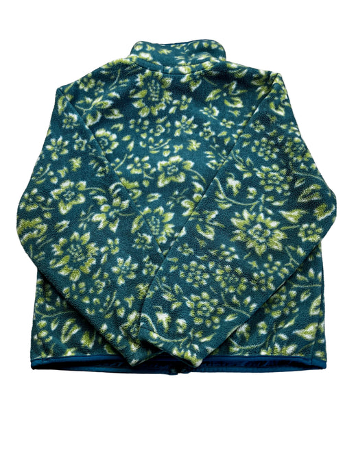 L.L.Bean Blue-Green Floral Print Fleece Zip-Up Jacket