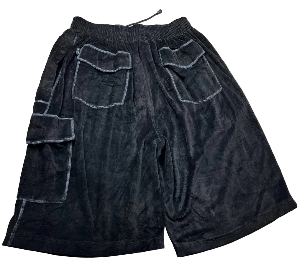 Deadstock Y2K Raw Blue Embroidered Skater Cargo Shorts