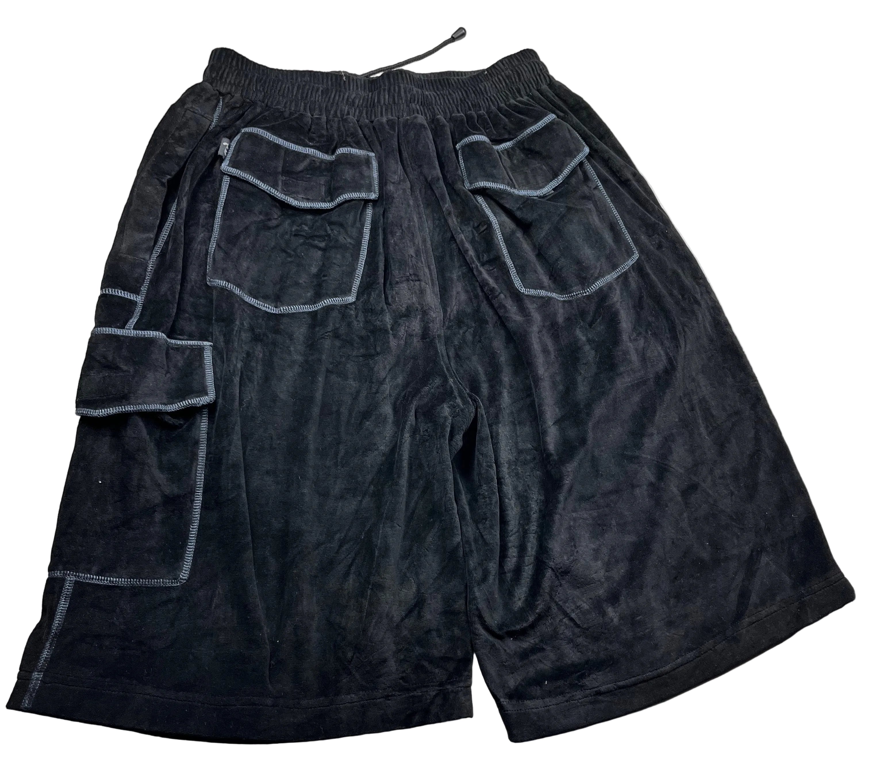 Deadstock Y2K Raw Blue Embroidered Skater Cargo Shorts