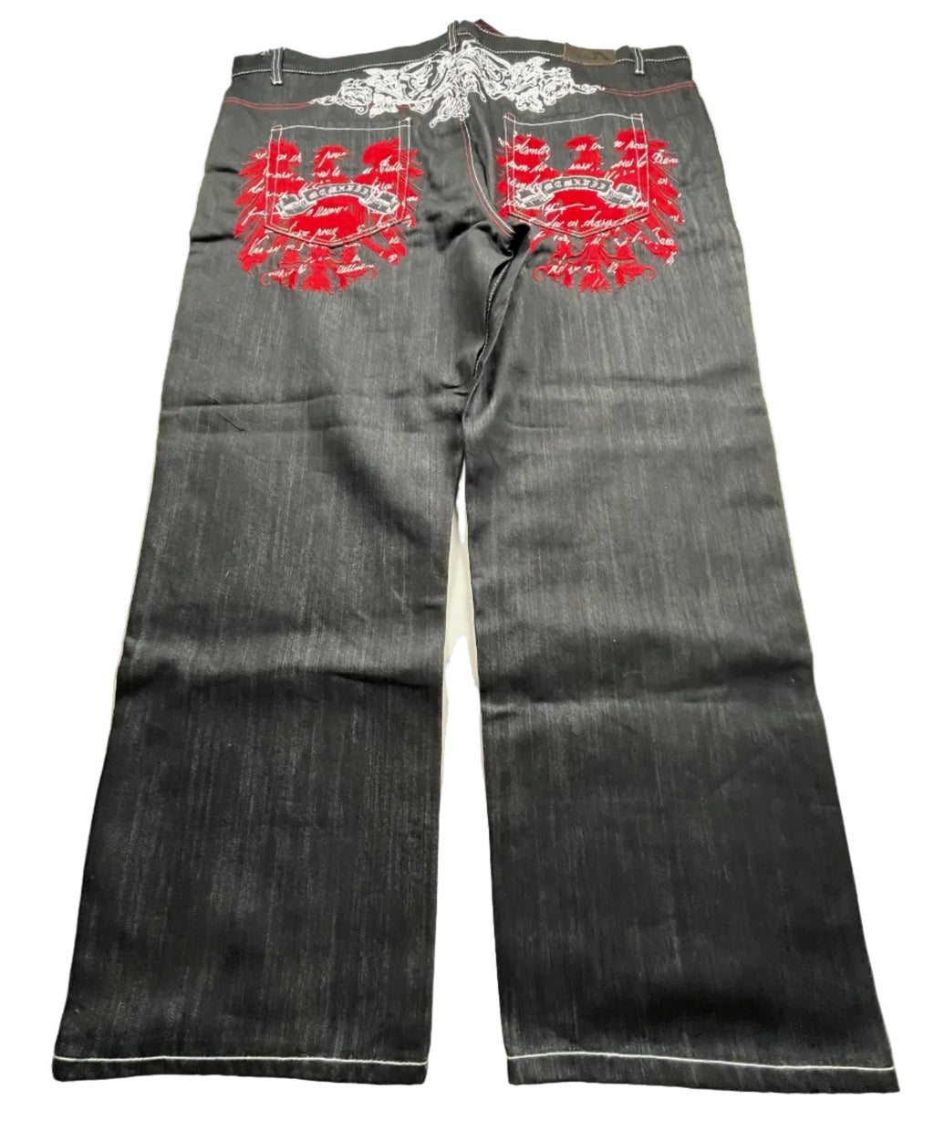 Vintage Y2K Embroidered Baggy Jeans Black