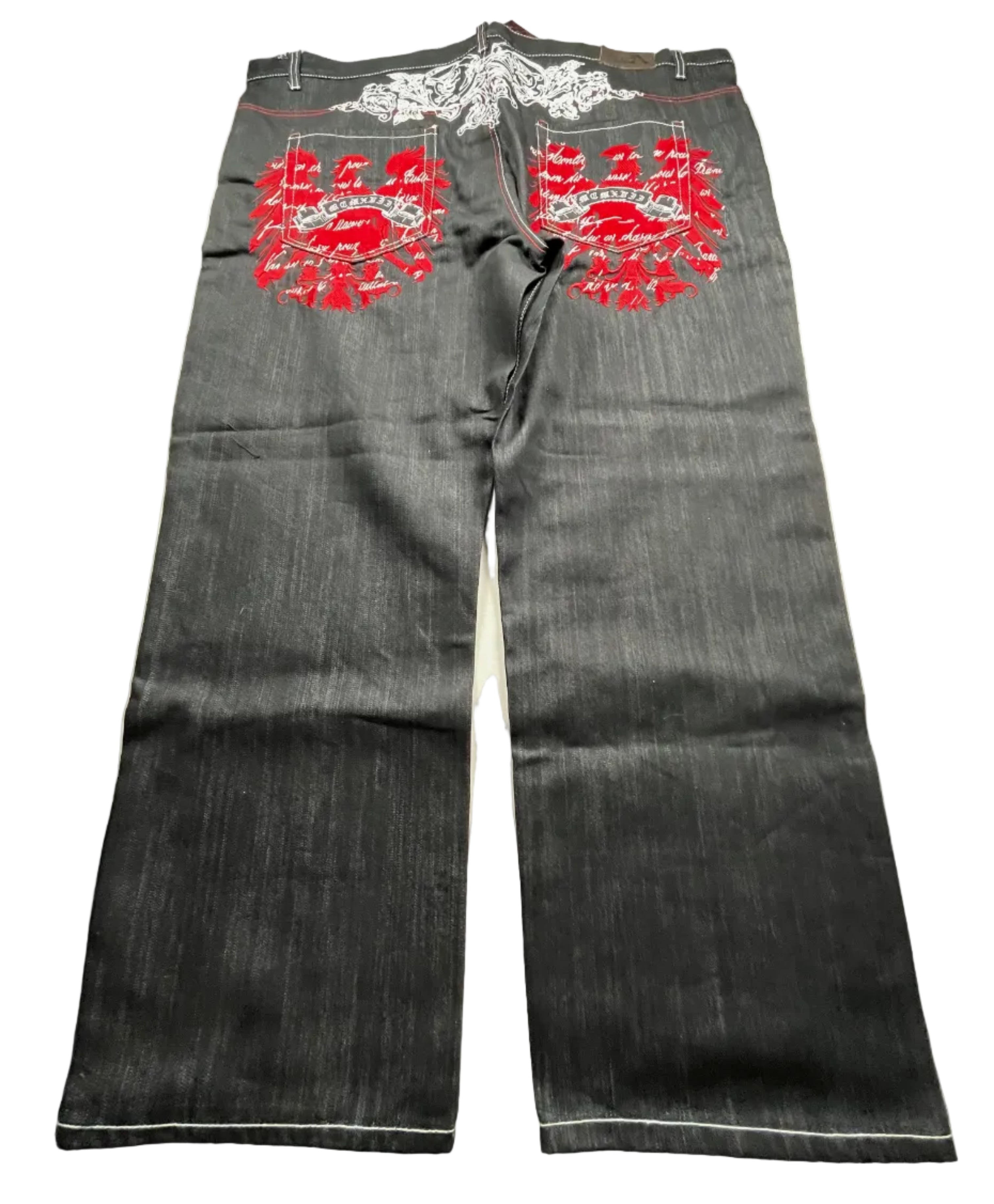 Vintage Y2K Embroidered Baggy Jeans Black