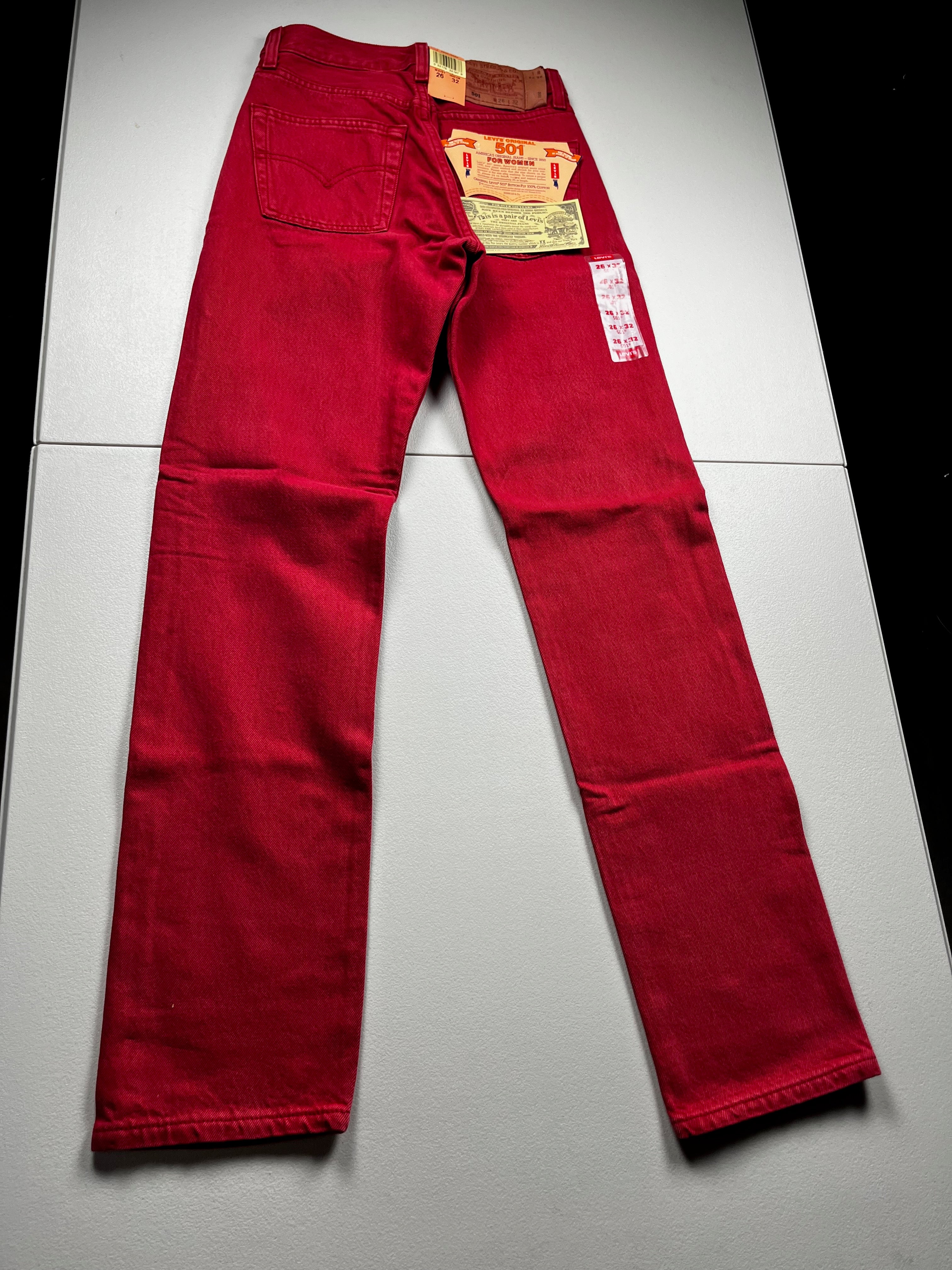 Deadstock Vintage Red Levi's 501 Jeans
