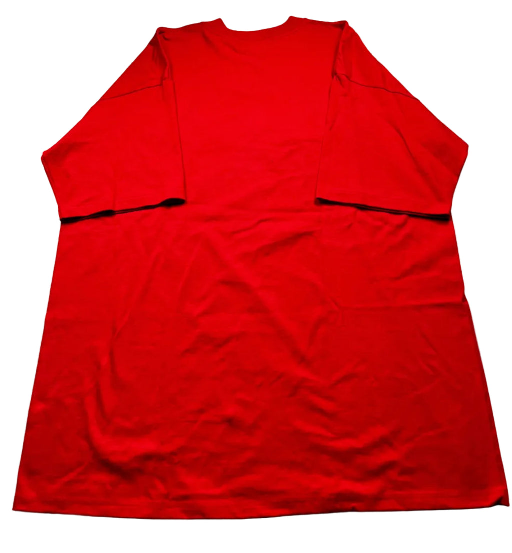 Vintage 90s Hugo Boss Red T-Shirt - Raised Embroidered Logo Heavyweight Tee