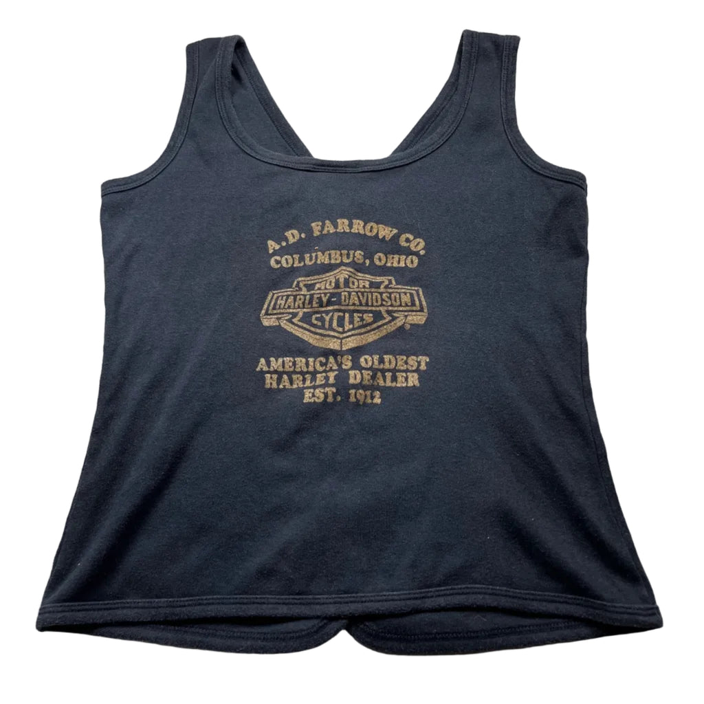 Vintage Harley Davidson 24 Karat Gold Button Up Tank Top
