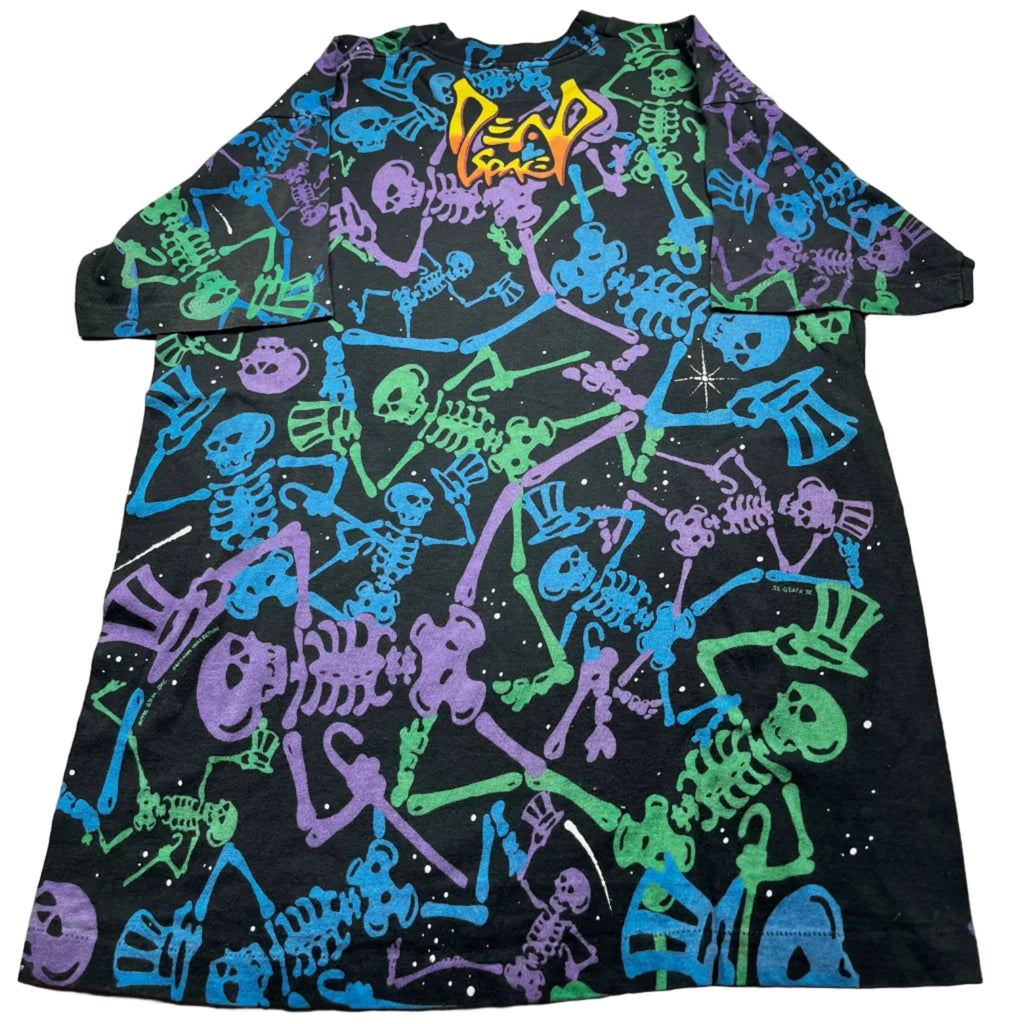 Vintage 1993 Grateful Dead Dancing Skeletons All Over Print T-Shirt