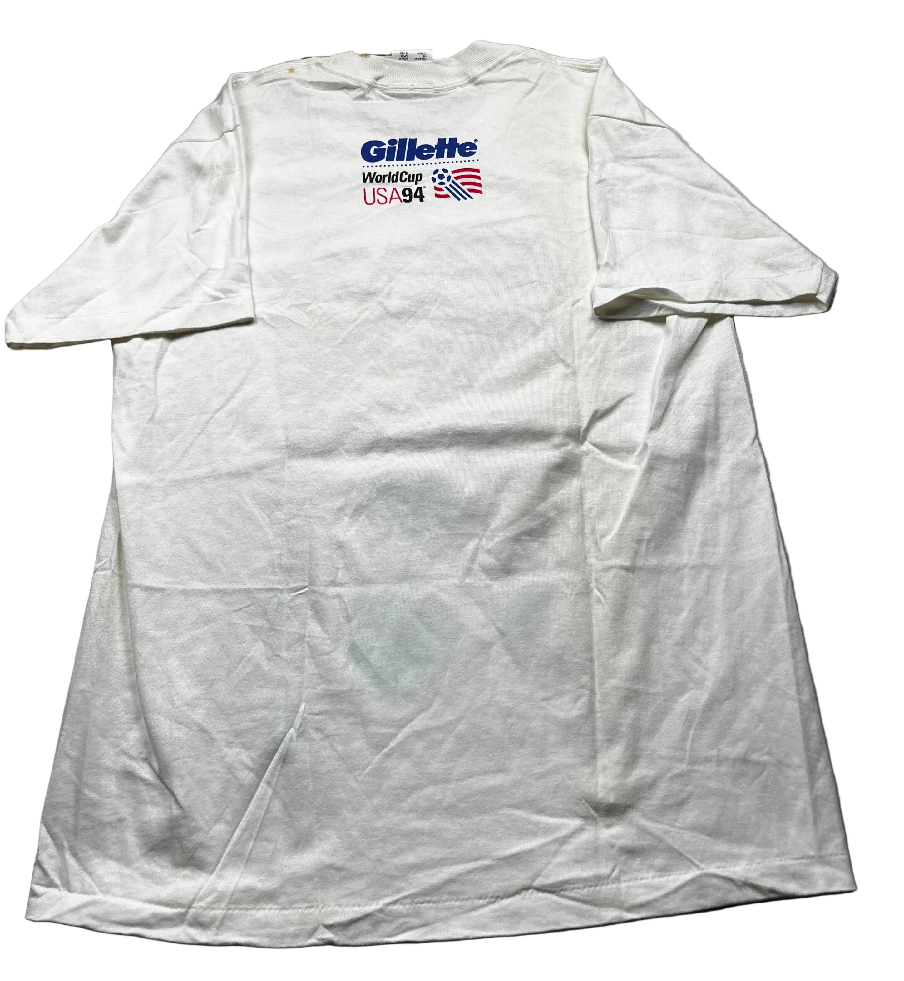 Vintage Gillette World Cup USA 1994 Soccer Graphic T-Shirt White