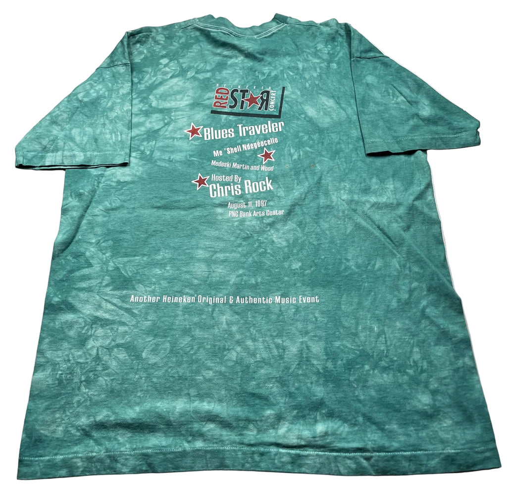 Vintage Heineken Red Star Concert Graphic T-Shirt Green Tie Dye