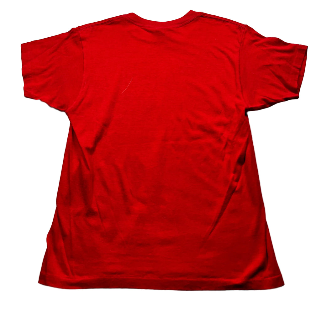 Vintage USMC Marines Never Die Military Text Graphic T-Shirt Red