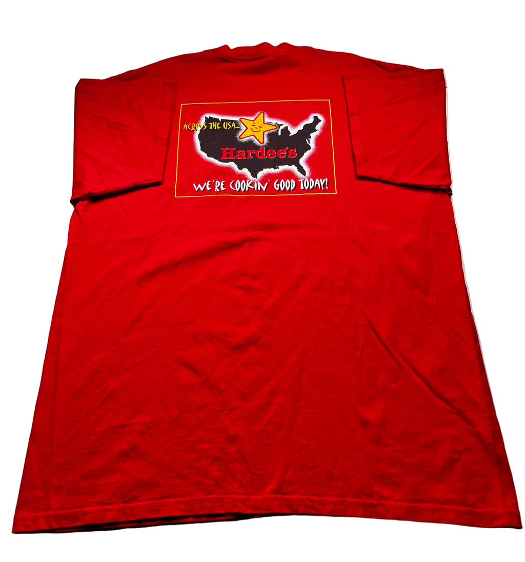 Vintage Hardee's Carl's Jr Star Graphic T-Shirt Red