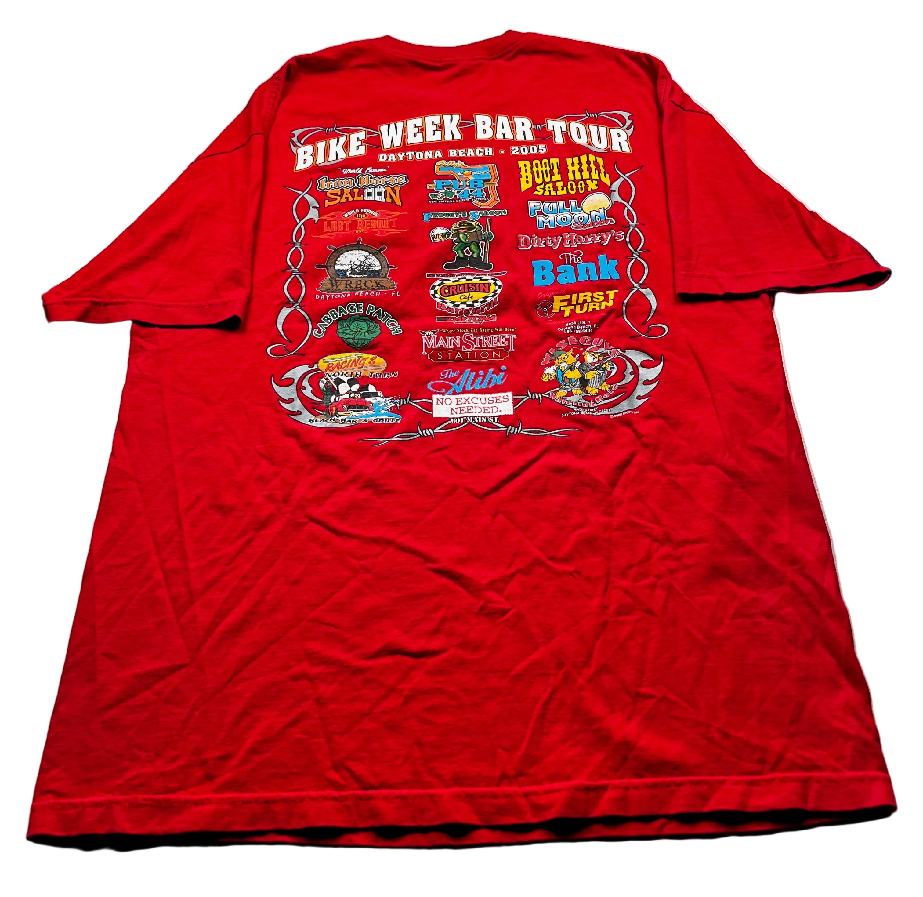 Vintage 2003 Daytona Beach Bike Week Bar Tour T-Shirt Red