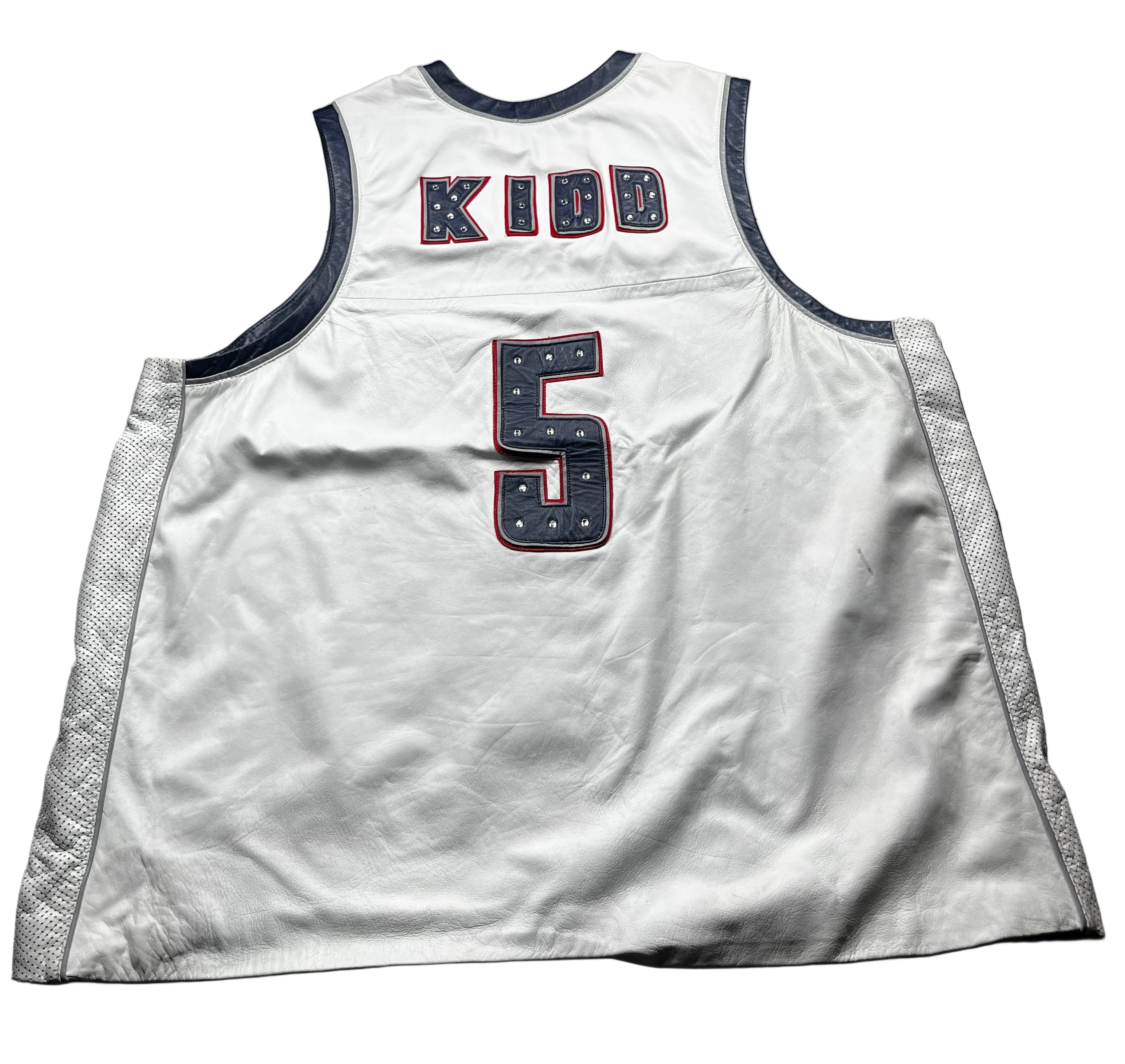 Vintage New Jersey Nets Jason Kidd Faux Leather Basketball Jersey
