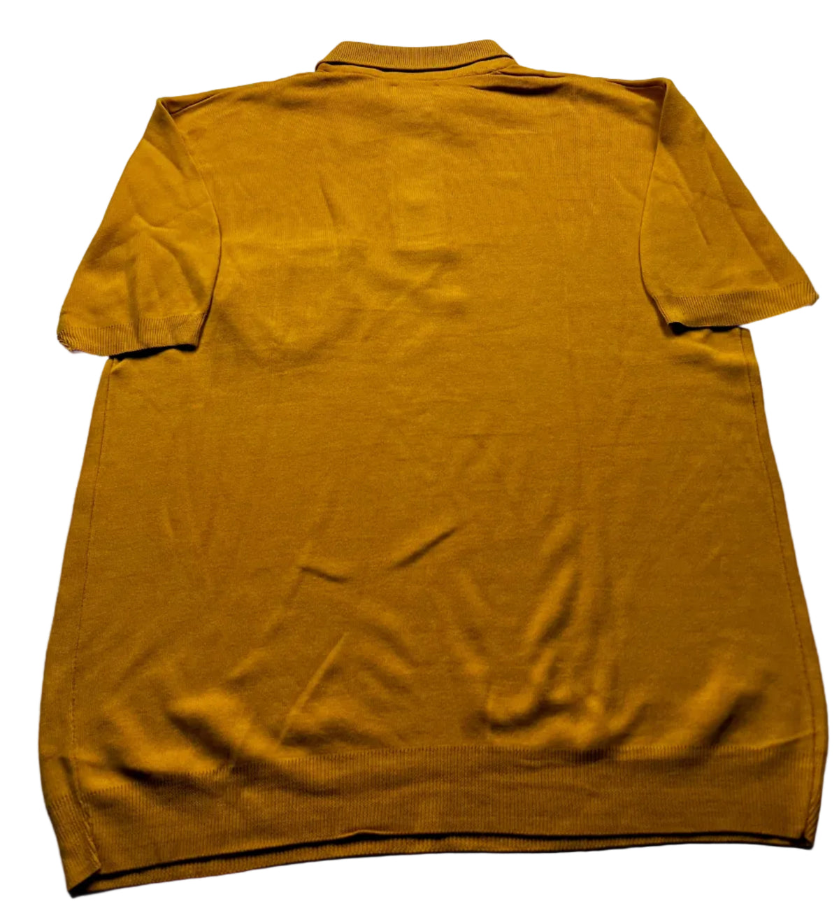 Vintage Mustard Yellow Knit Polo Shirt with Chest Pocket