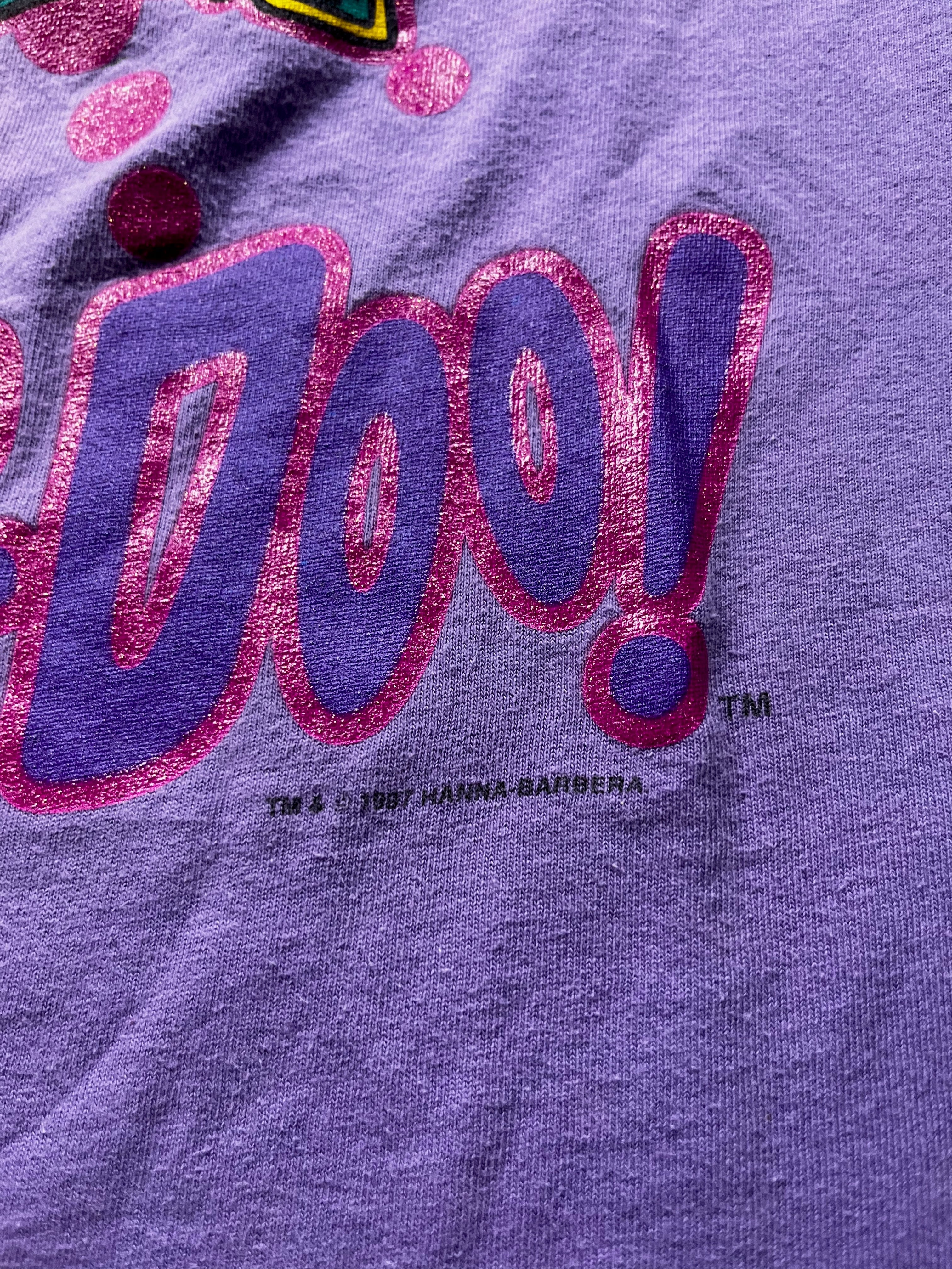 Vintage Scooby-Doo Glitter Graphic Cartoon T-Shirt Purple
