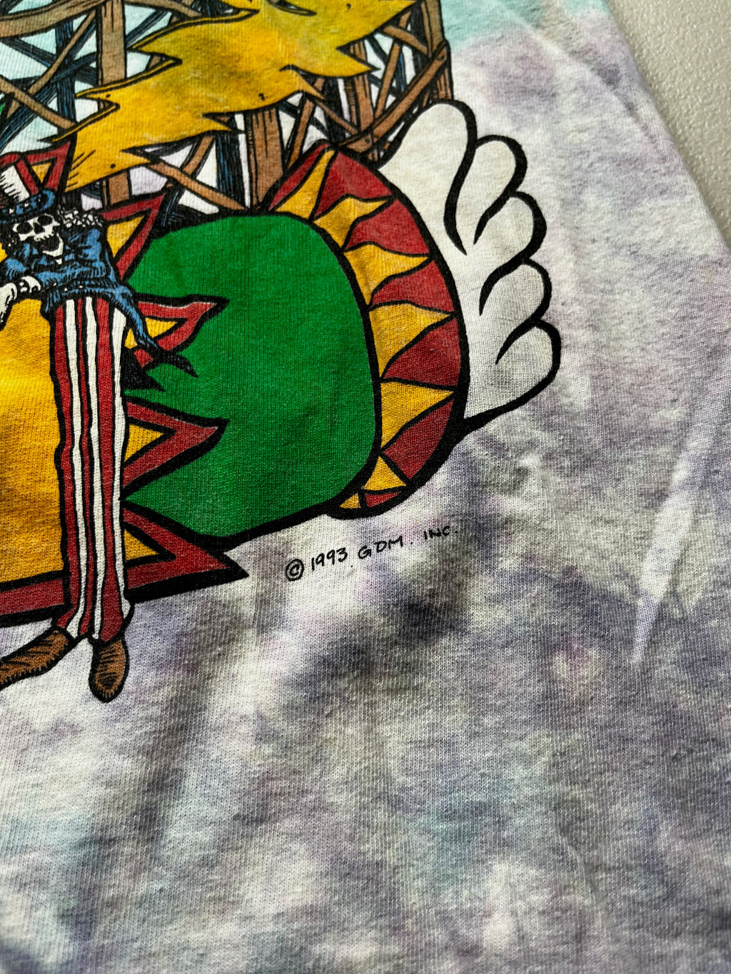 Vintage 1993 Grateful Dead Roller Coaster Liquid Blue Tie Dye T-Shirt