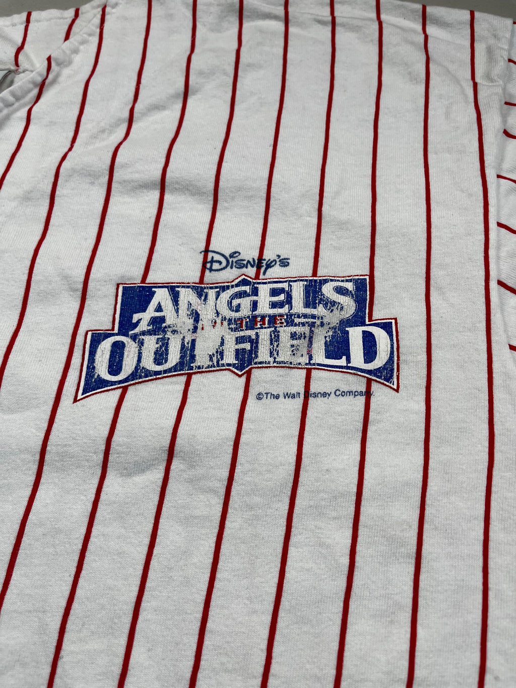 Vintage Disney White & Red Pinstripe Button-Up Jersey