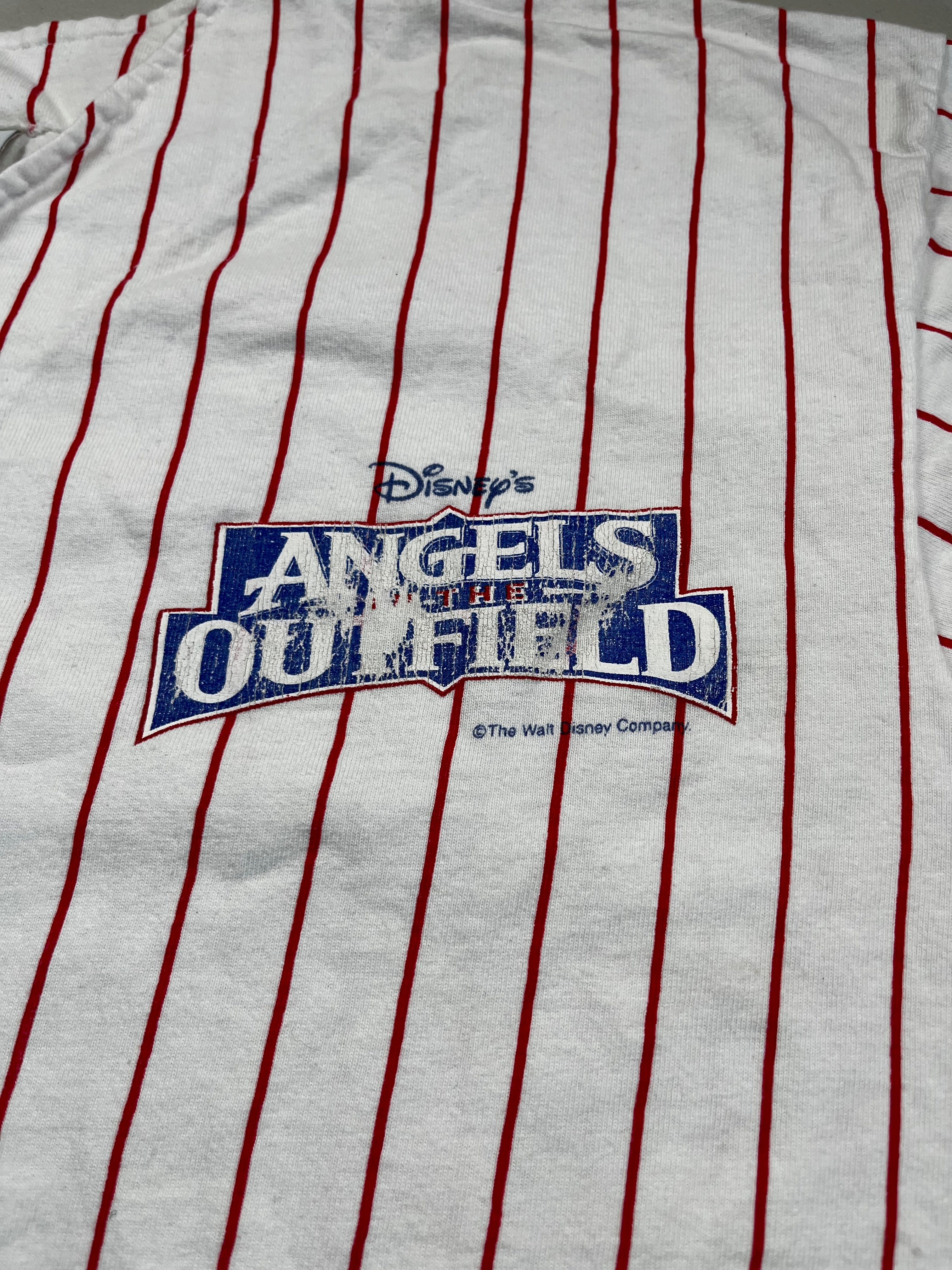 Vintage Disney White & Red Pinstripe Button-Up Jersey