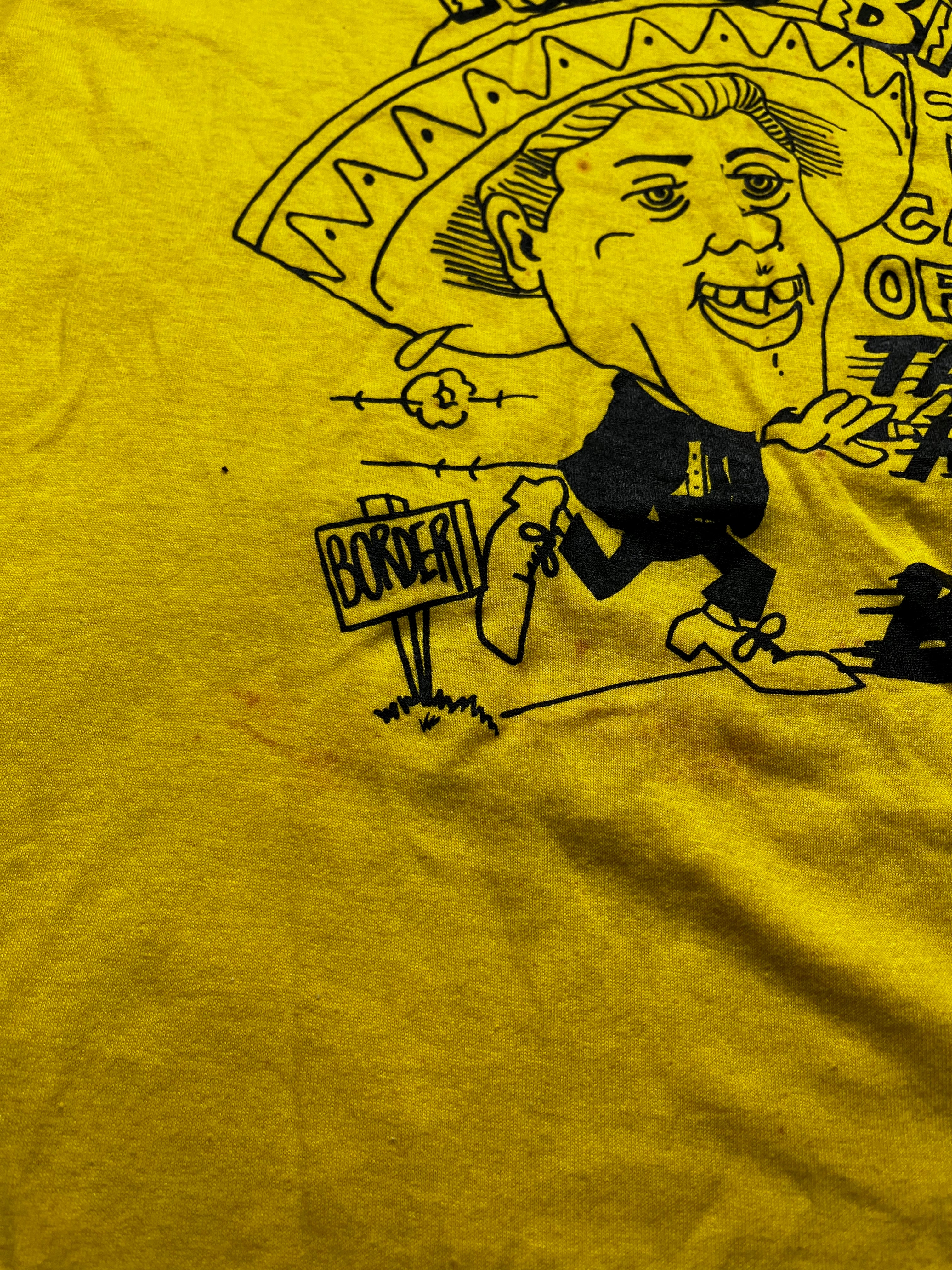 Vintage 1990s Taco Bill Clinton Sez Run For The Border Parody T-Shirt