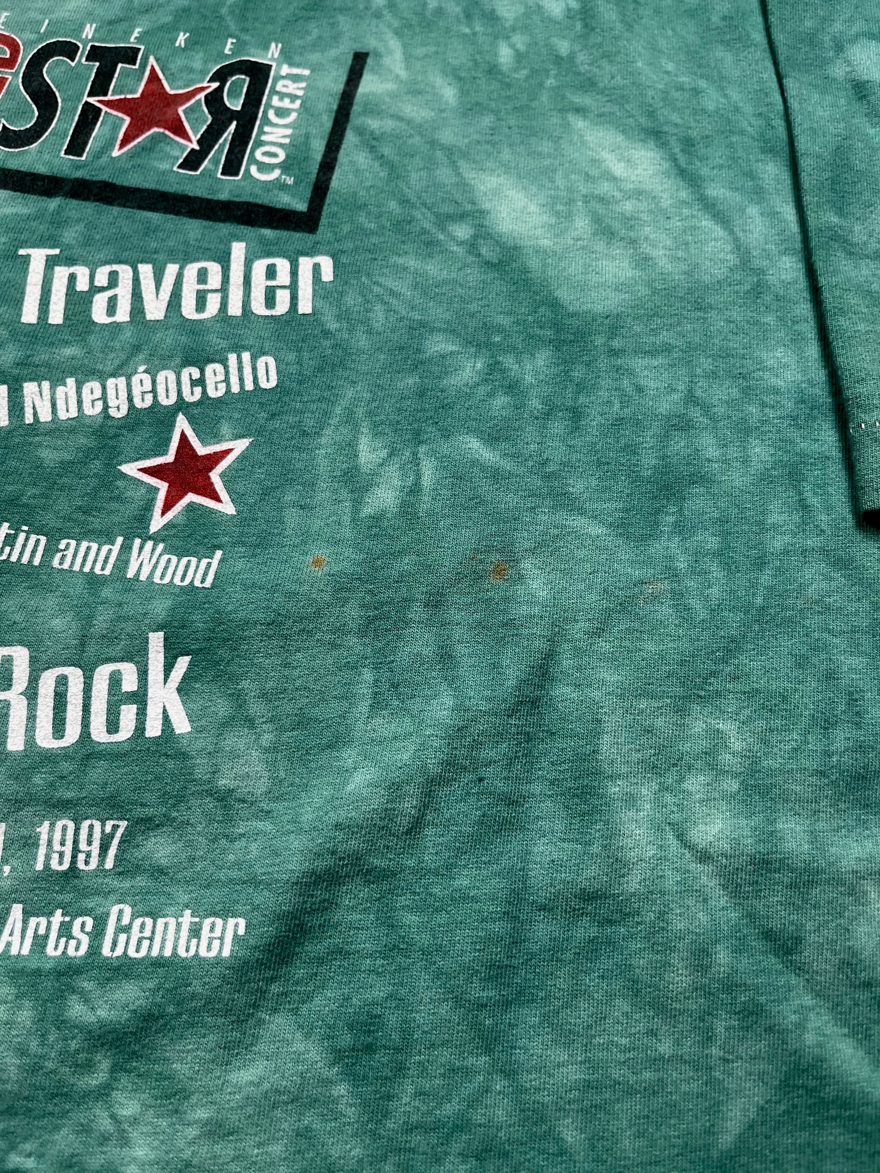 Vintage Heineken Red Star Concert Graphic T-Shirt Green Tie Dye