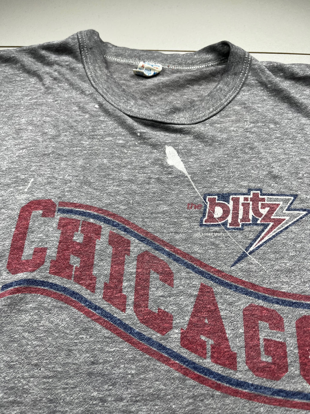 Vintage Chicago Blitz USFL Football Team Graphic T-Shirt Grey