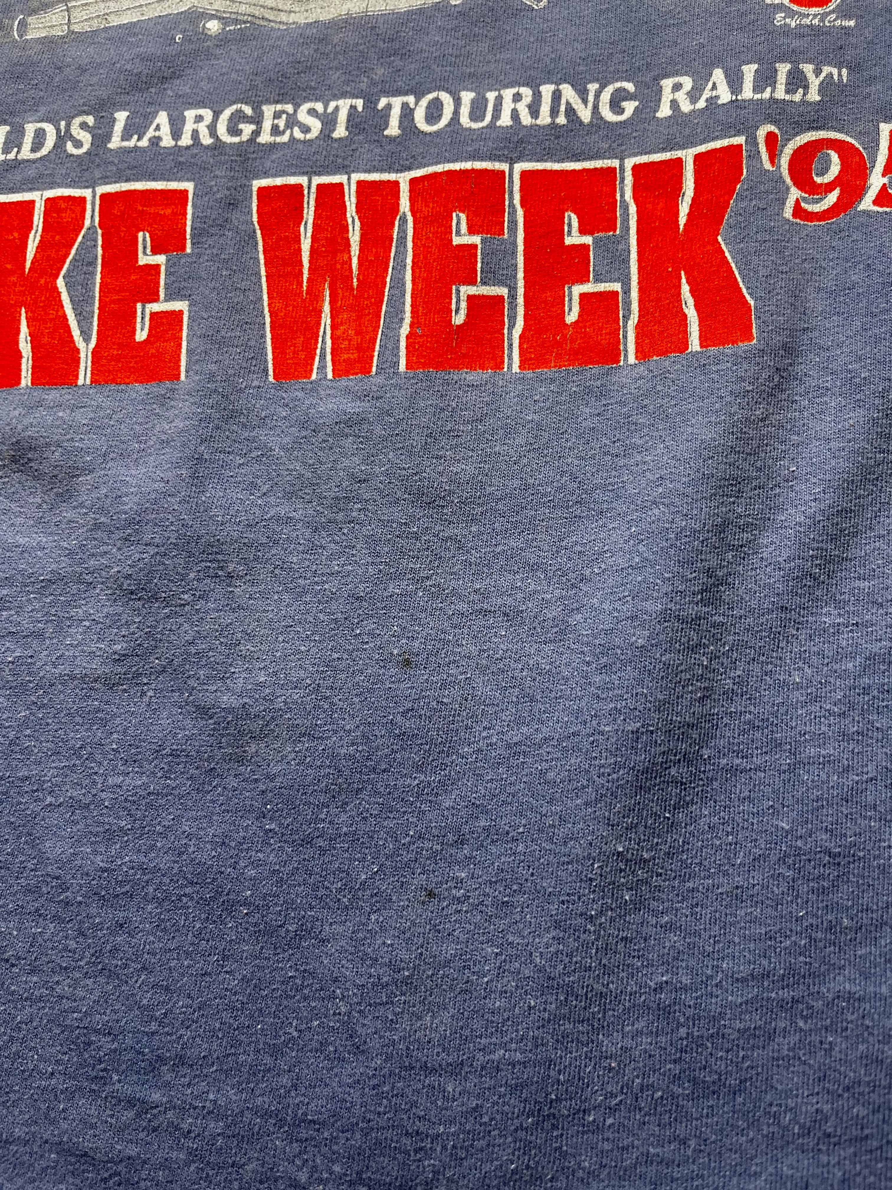 Vintage 1995 Americade Bike Week Motorcycle Graphic T-Shirt