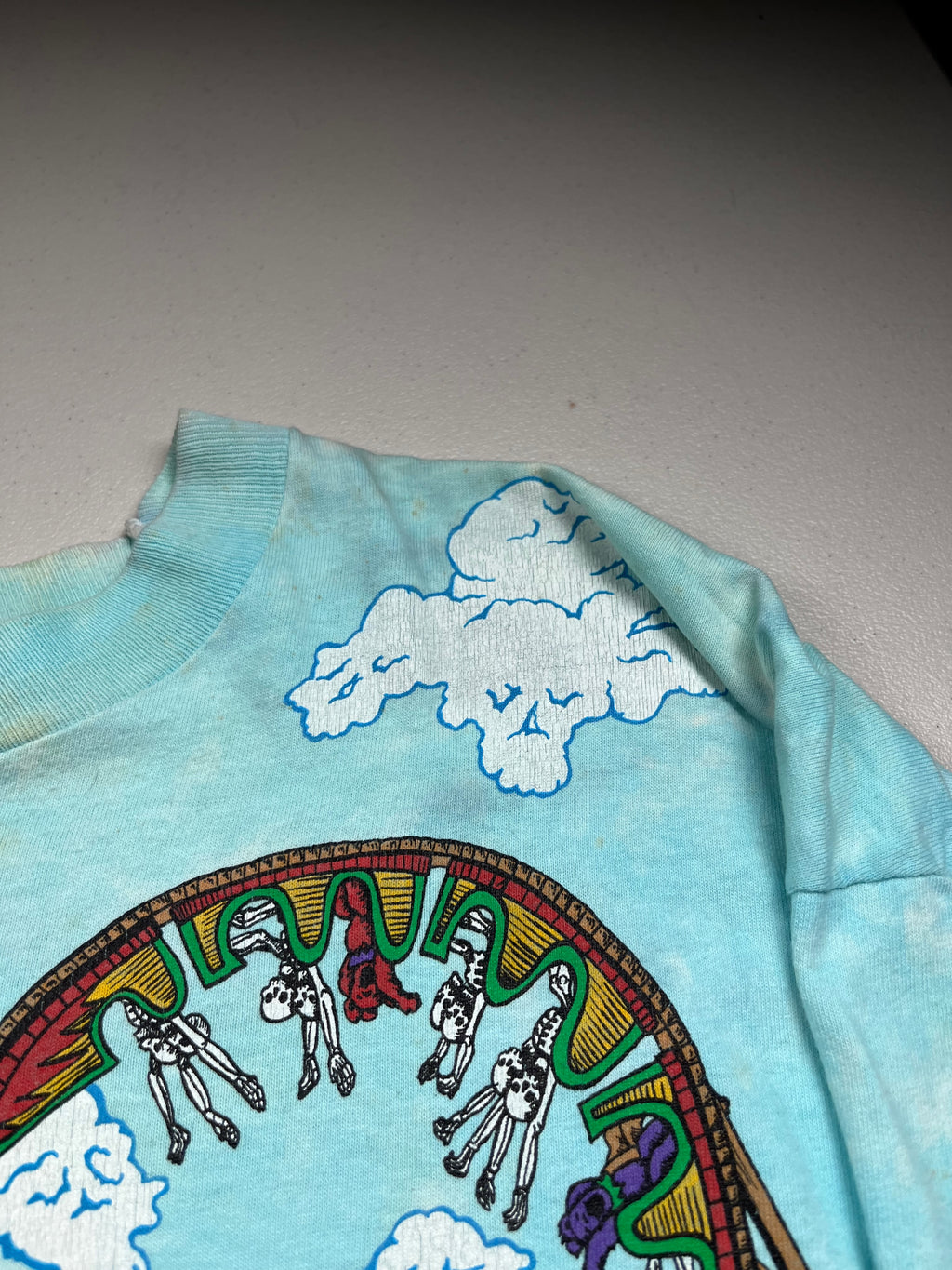 Vintage 1993 Grateful Dead Roller Coaster Liquid Blue Tie Dye T-Shirt