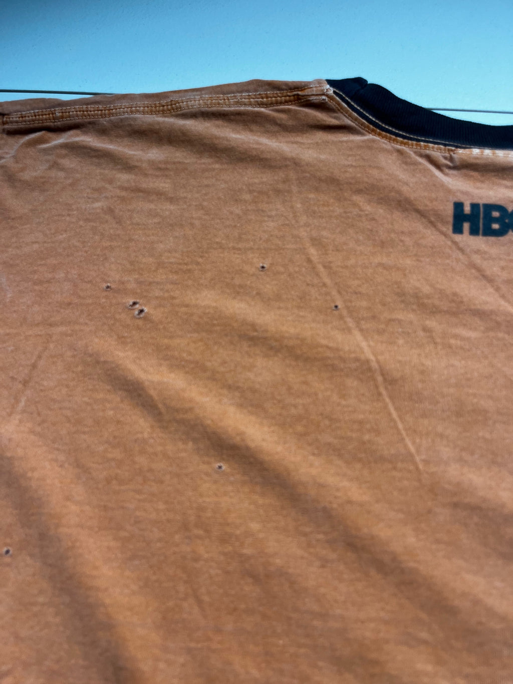 Vintage Deadwood HBO Series Logo Graphic Ringer T-Shirt Orange