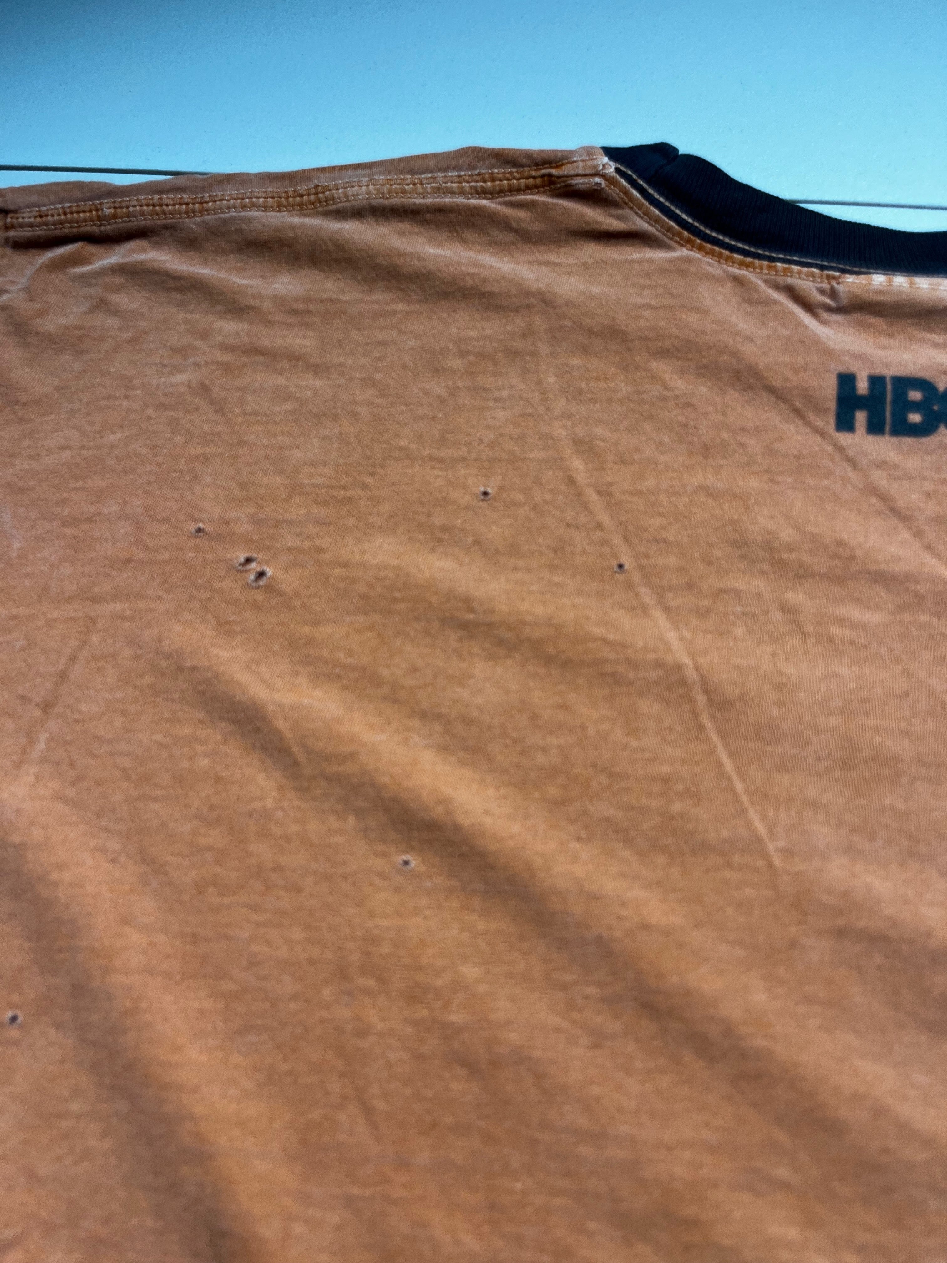 Vintage Deadwood HBO Series Logo Graphic Ringer T-Shirt Orange