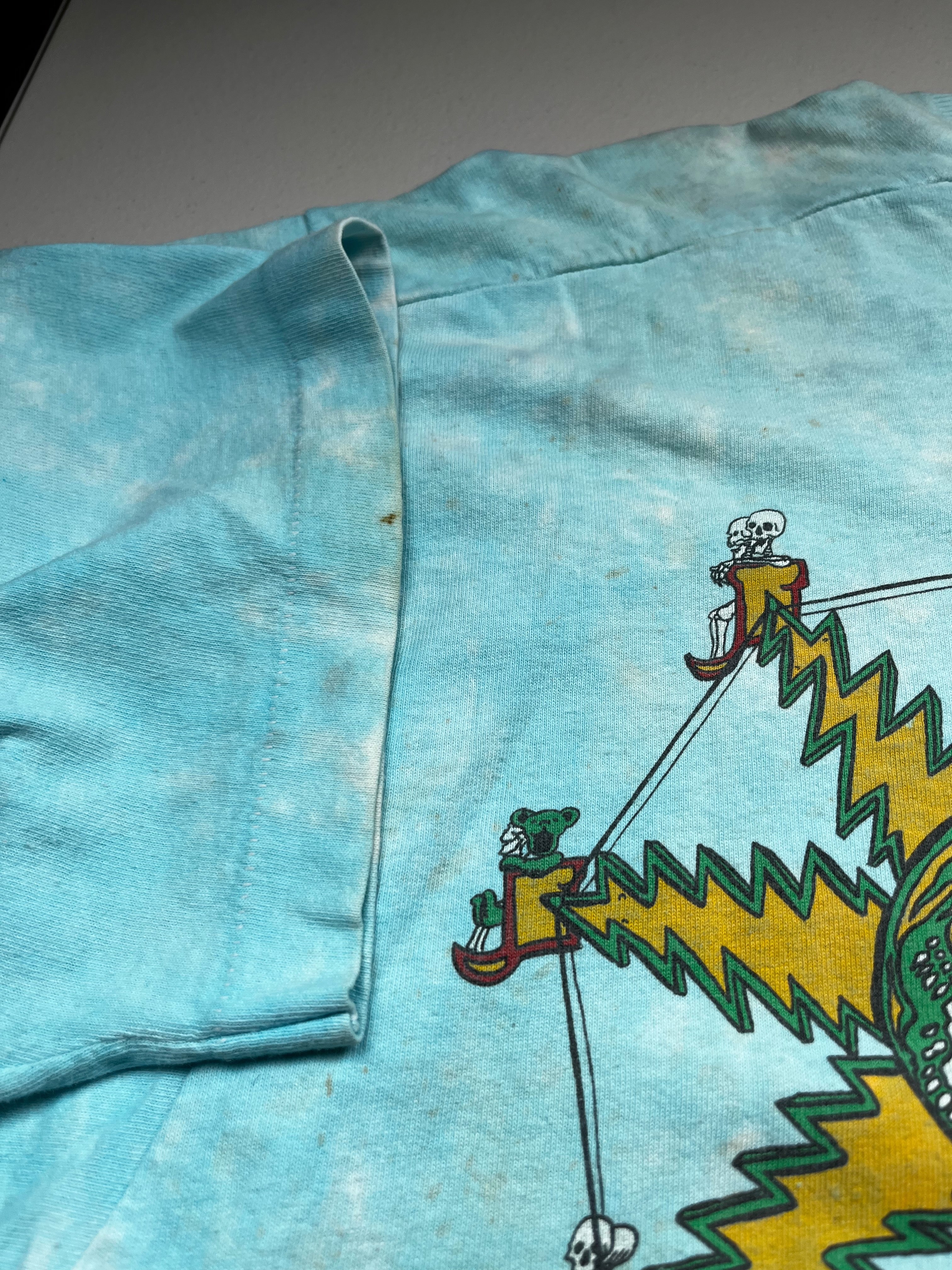 Vintage 1993 Grateful Dead Roller Coaster Liquid Blue Tie Dye T-Shirt