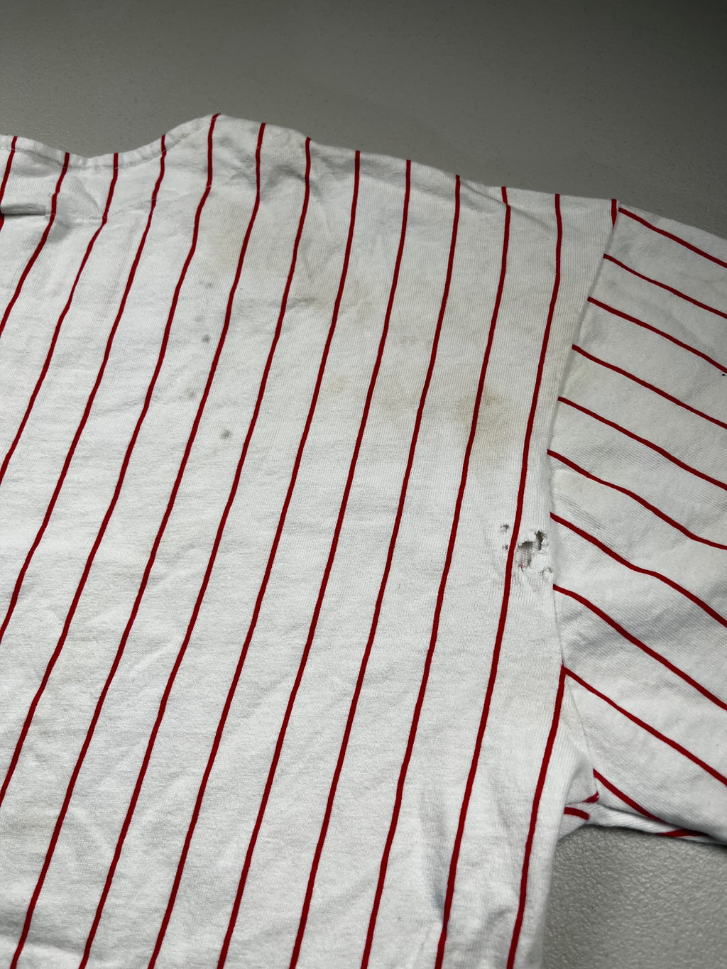 Vintage Disney White & Red Pinstripe Button-Up Jersey
