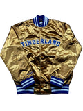 Mitchell & Ness x Timberland Gold Satin Varsity-Style Jacket