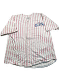 Vintage Disney White & Red Pinstripe Button-Up Jersey