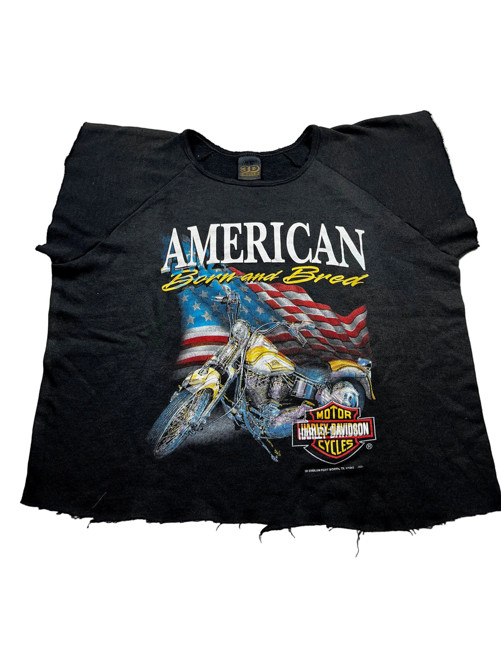 Vintage 1992 Harley-Davidson "American Born and Bred" 3D Emblem T-shirt