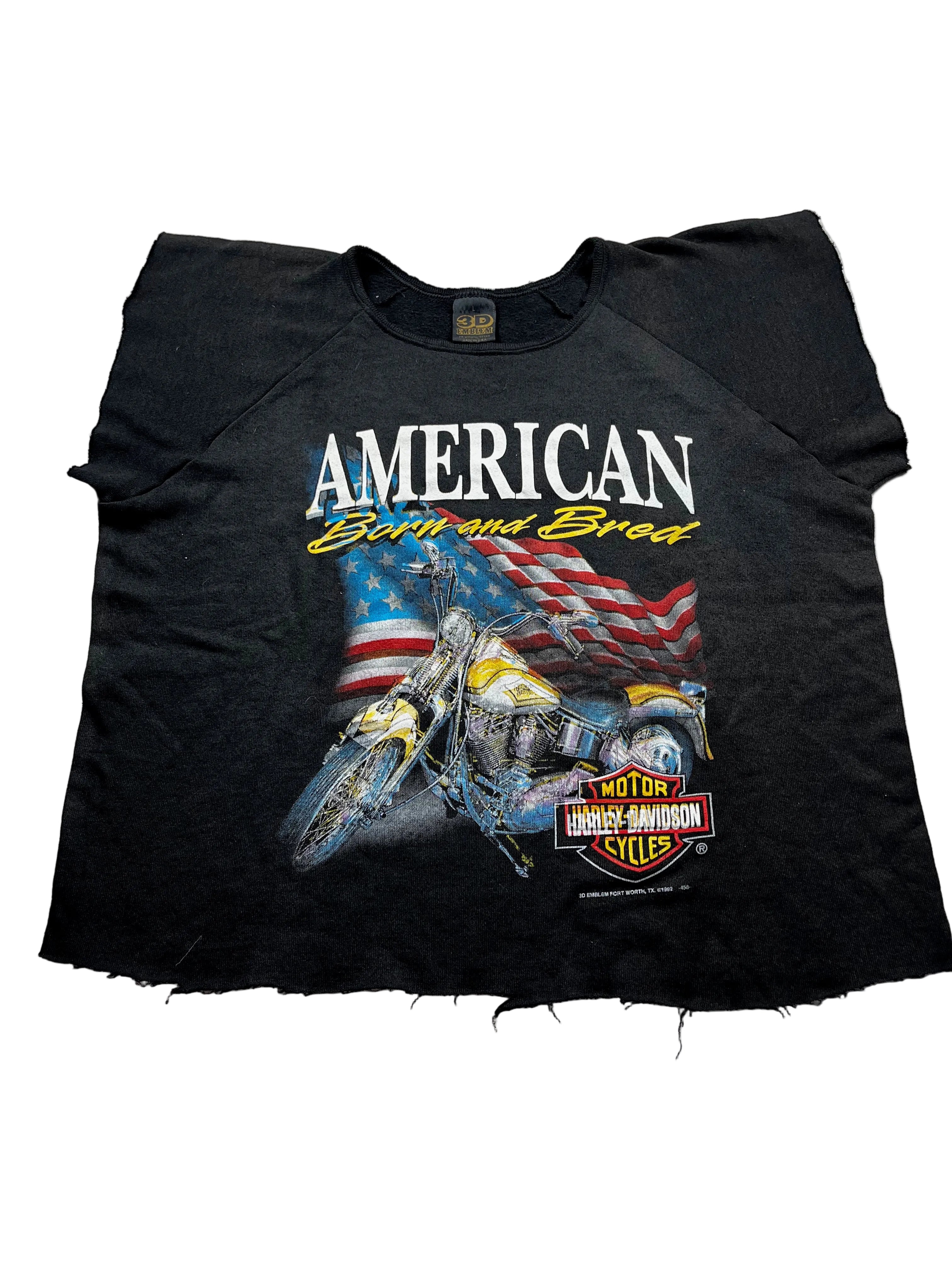 Vintage 1992 Harley-Davidson "American Born and Bred" 3D Emblem T-shirt