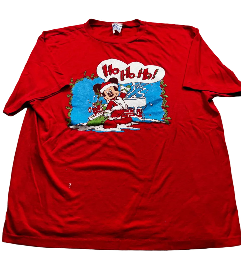 Vintage 80s Disney Mickey Mouse Santa Tee