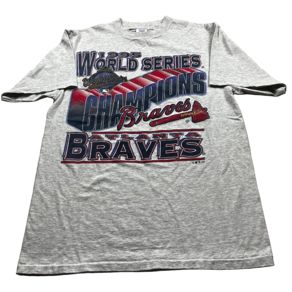 Vintage Grey Atlanta Braves 1995 World Series Champions Tee