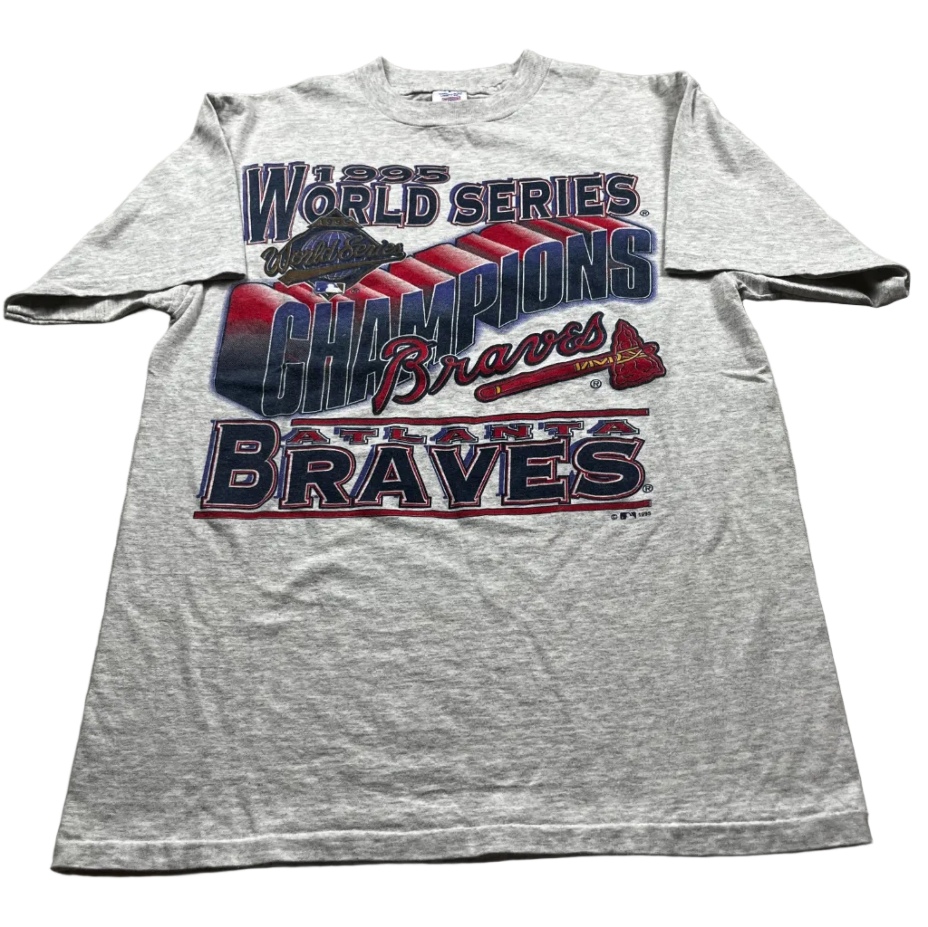 Vintage Grey Atlanta Braves 1995 World Series Champions Tee