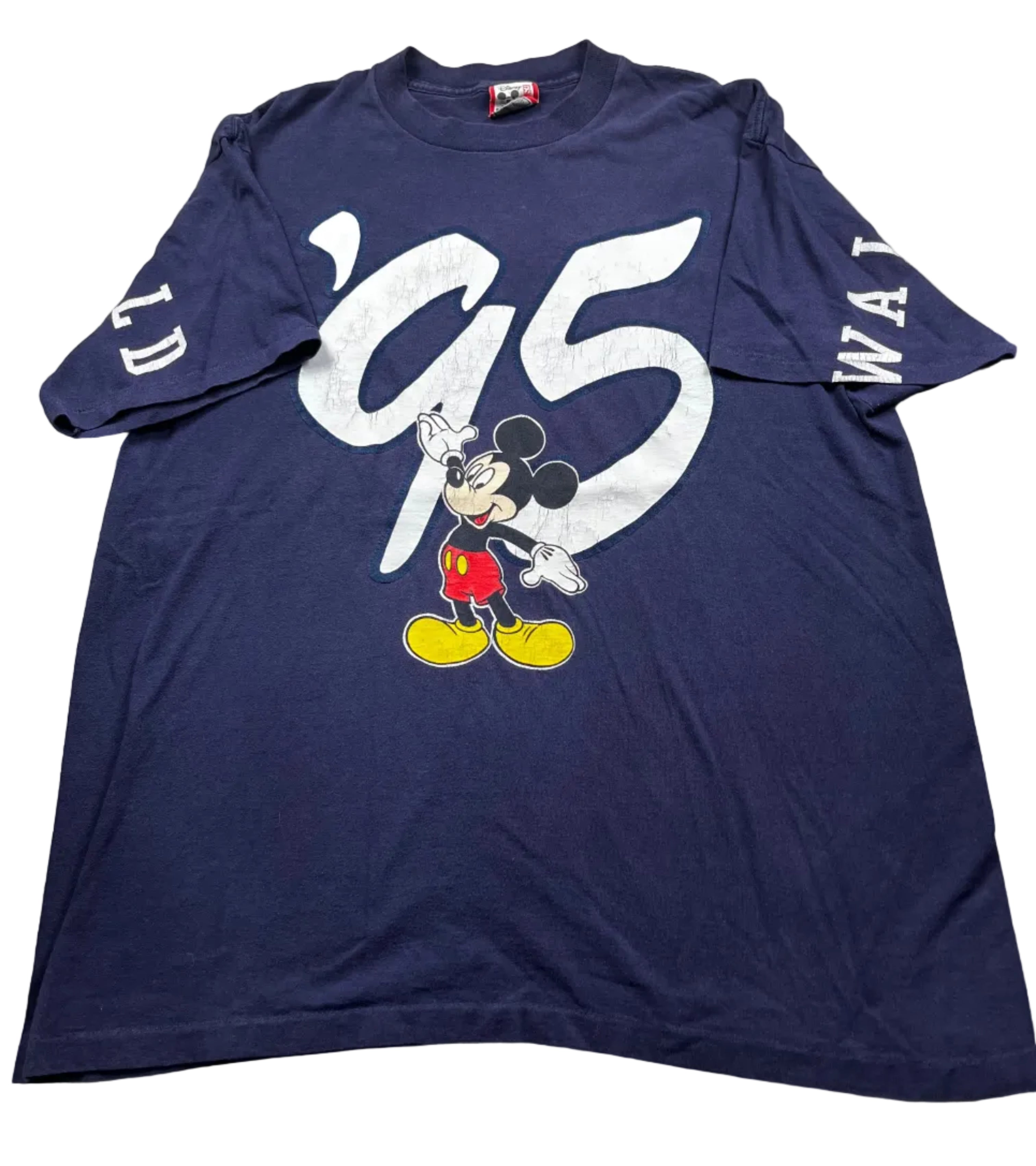 Vintage Disney Mickey Mouse 95 Graphic T-Shirt Navy Blue Tee
