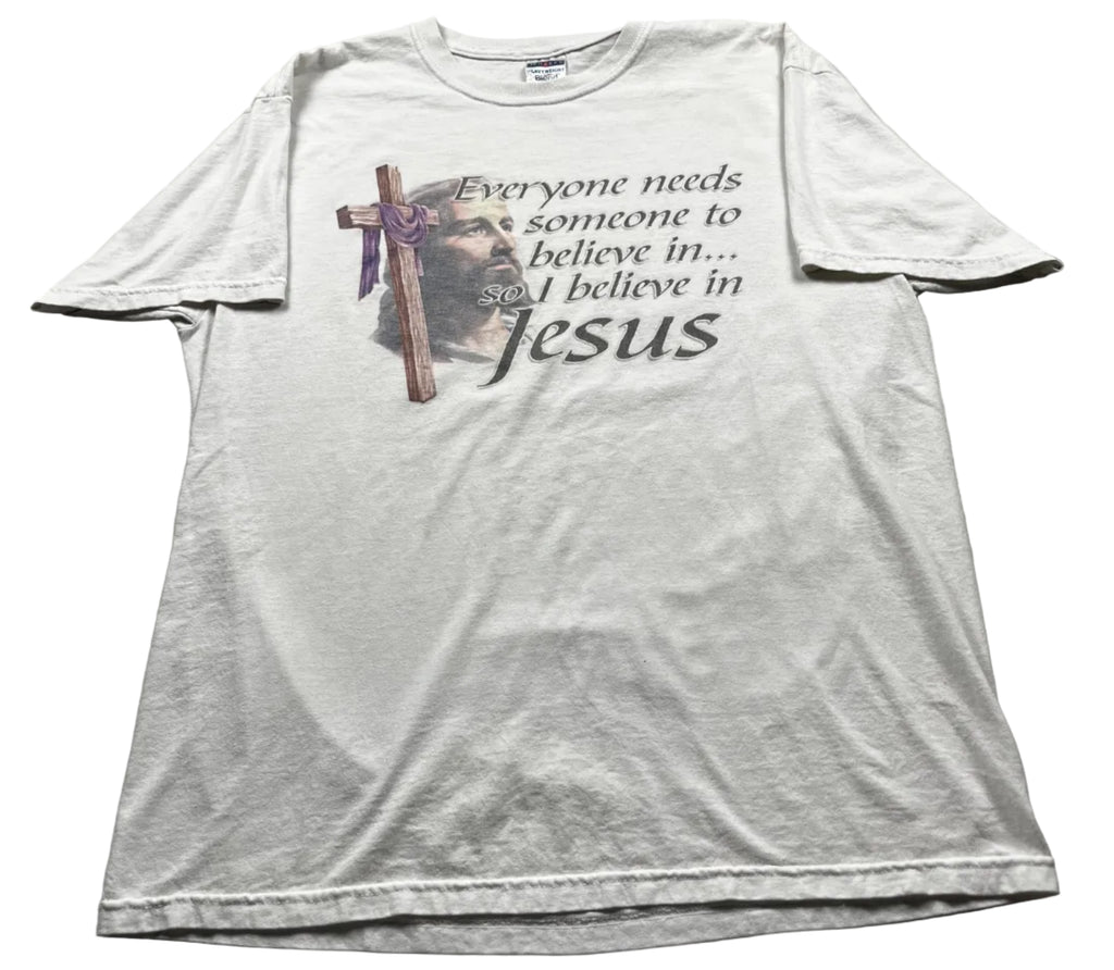 Vintage Jesus Graphic T-Shirt White Religious Faith Quote Tee