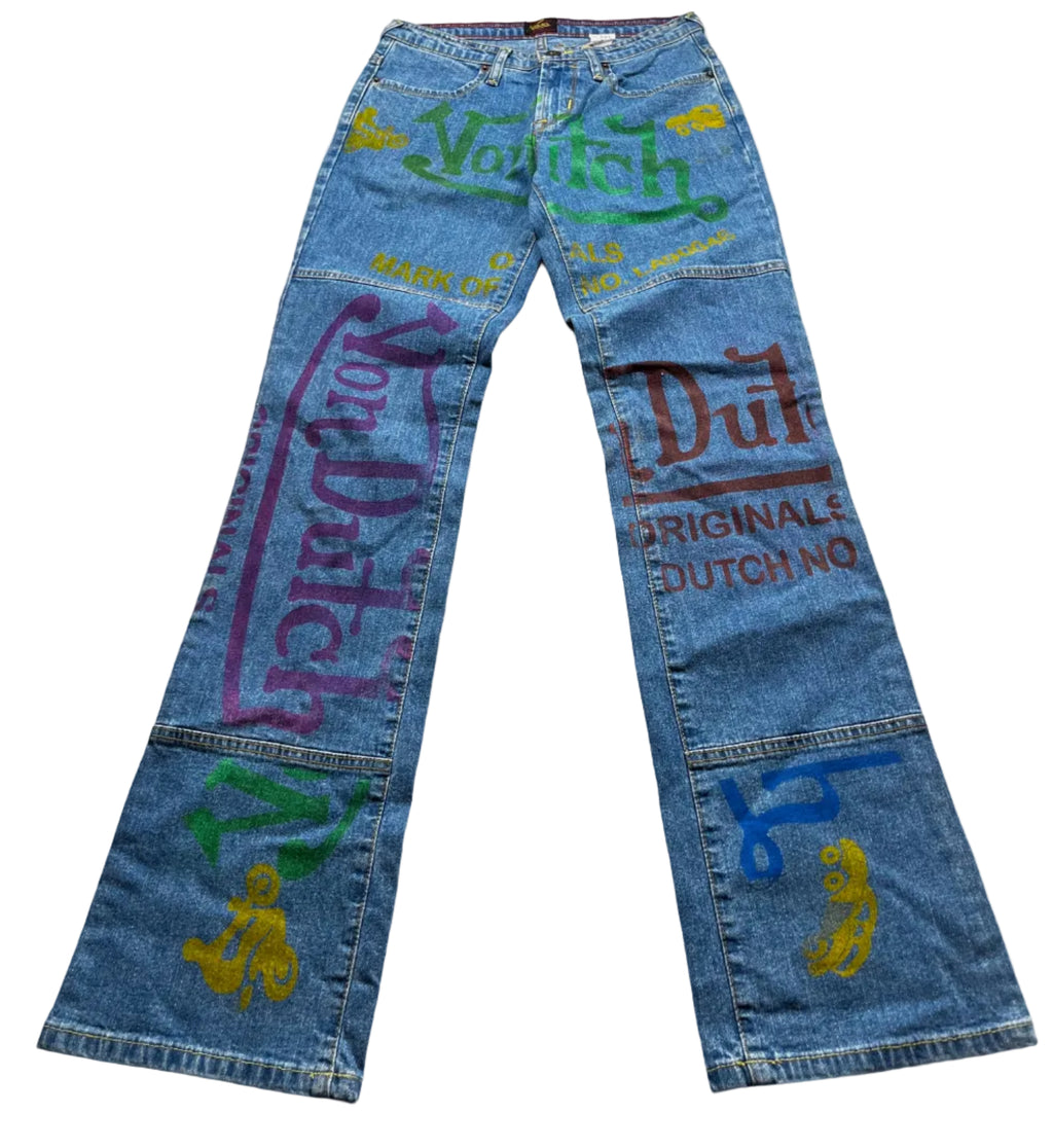 Vintage Von Dutch Graffiti Logo Flared Jeans