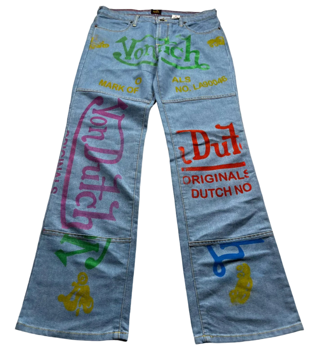 Vintage Von Dutch Multi Graphic Light Wash Jeans
