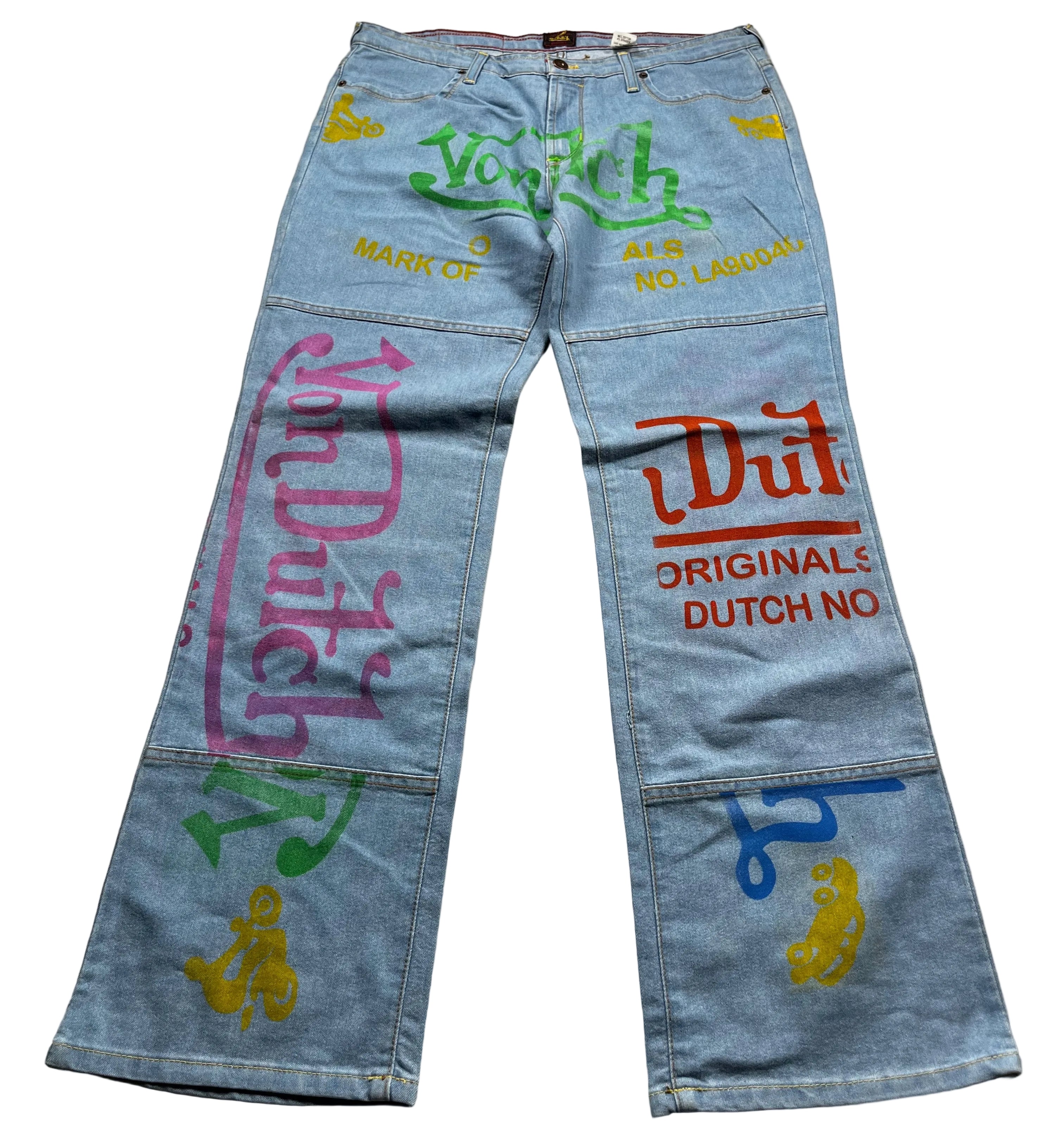 Von Dutch Light Wash Denim All Over Print Jeans