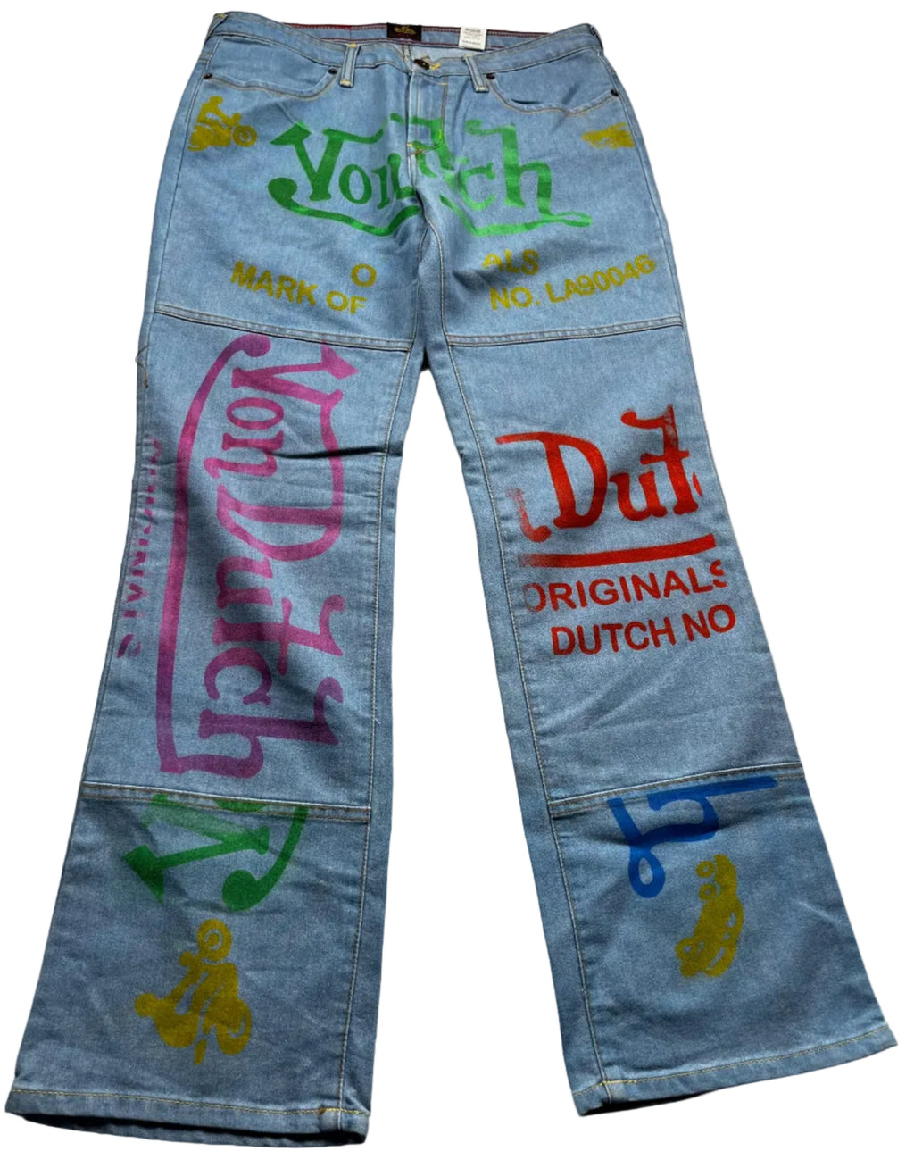 Von Dutch Light Wash Denim All Over Print Jeans