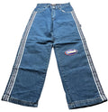 Vintage Bolero Wide Leg Side Stripe Jeans Blue Denim