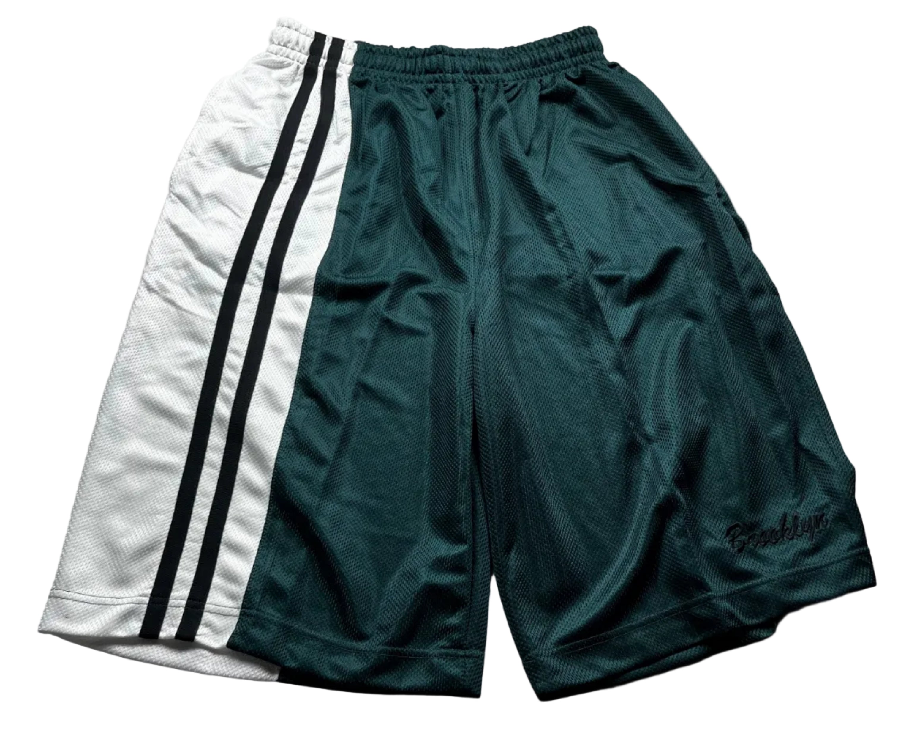 Vintage Brooklyn Mesh Basketball Shorts Forest Green White