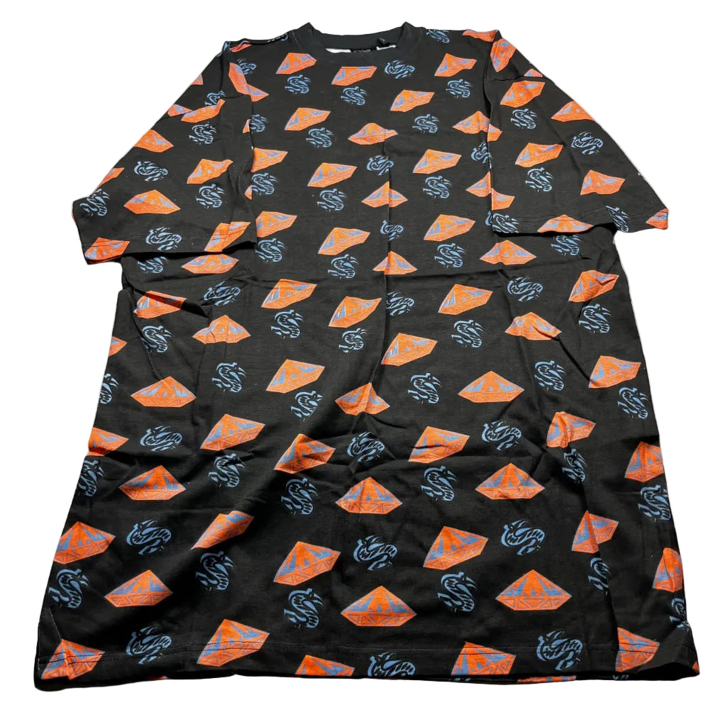 Vintage Style All-Over Print Diamond & Dollar Sign Graphic Tee
