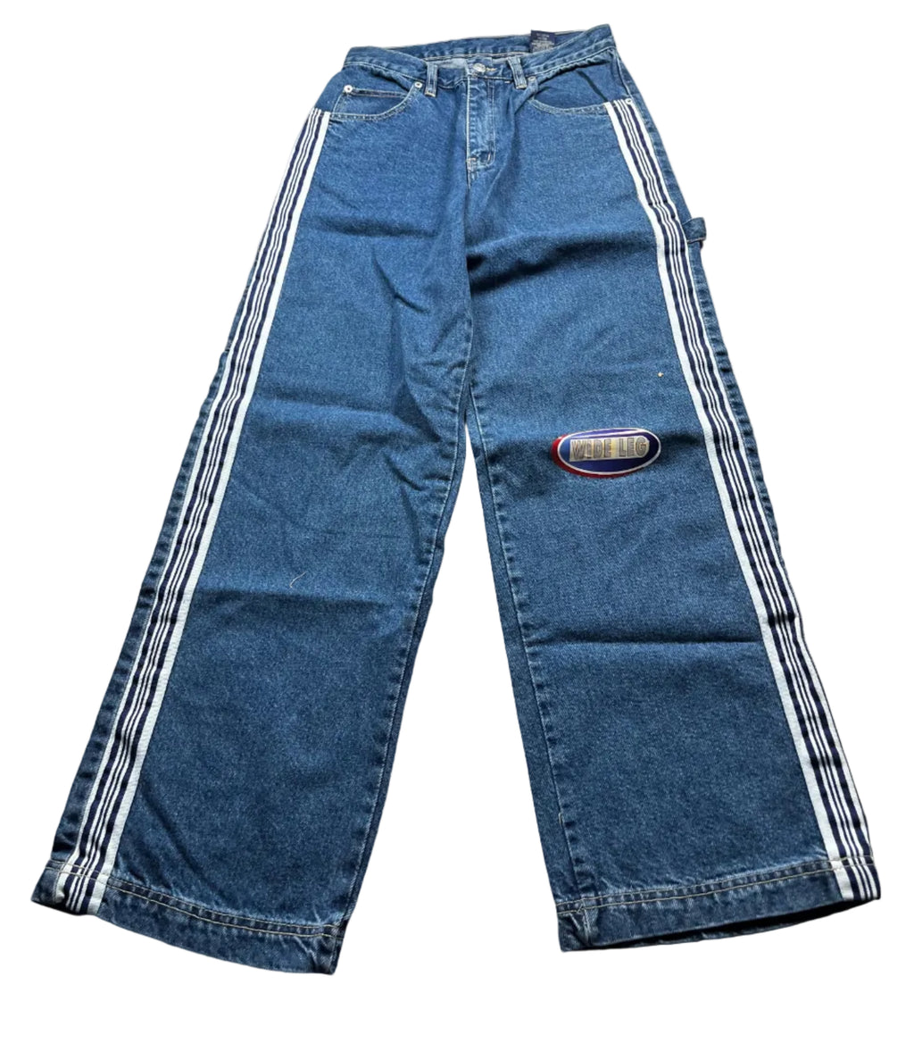 Vintage Y2K Bolero Wide-Leg Side-Stripe Denim Jeans