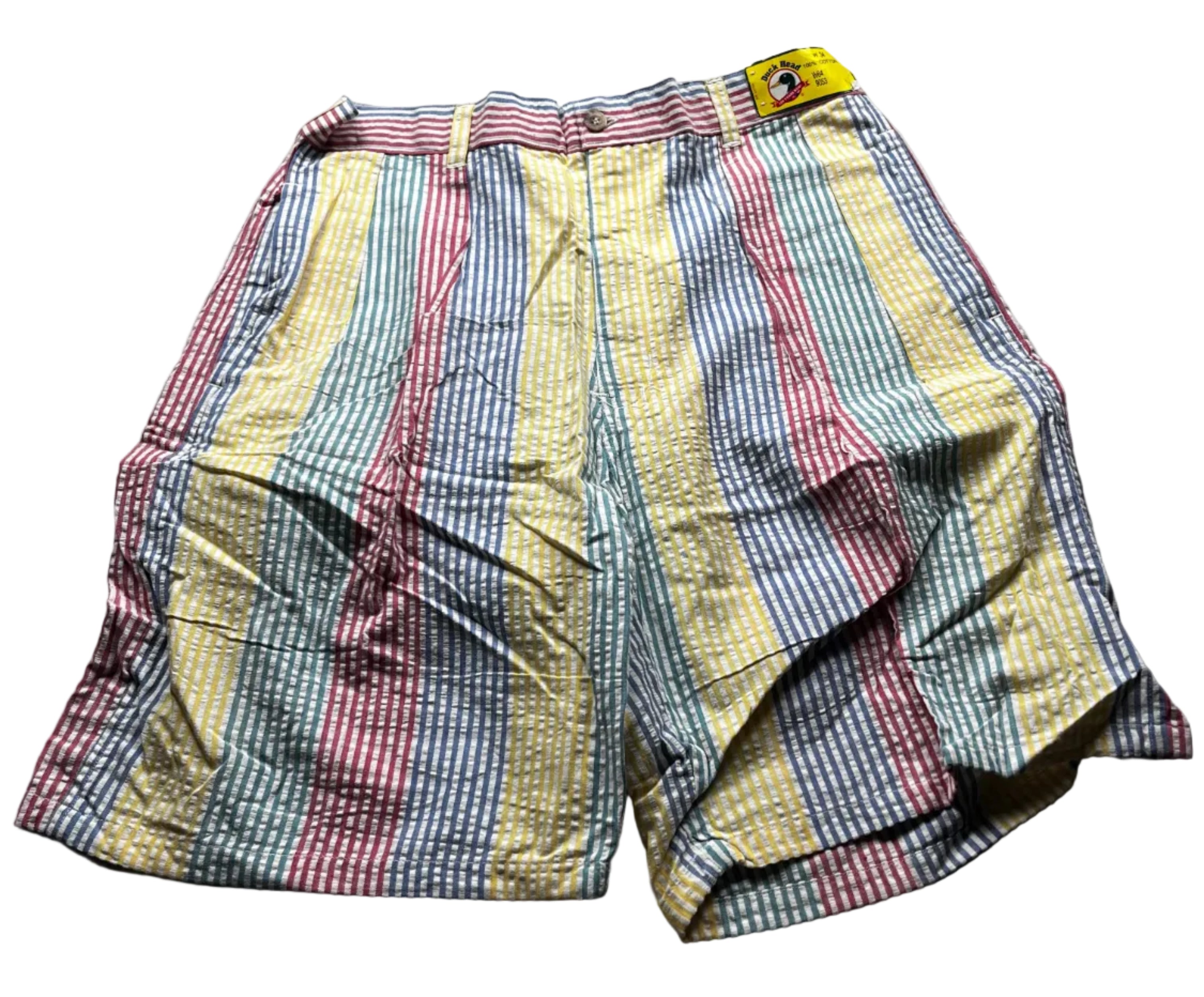 Vintage 90s Duck Head Multi-Color Striped Seersucker Shorts