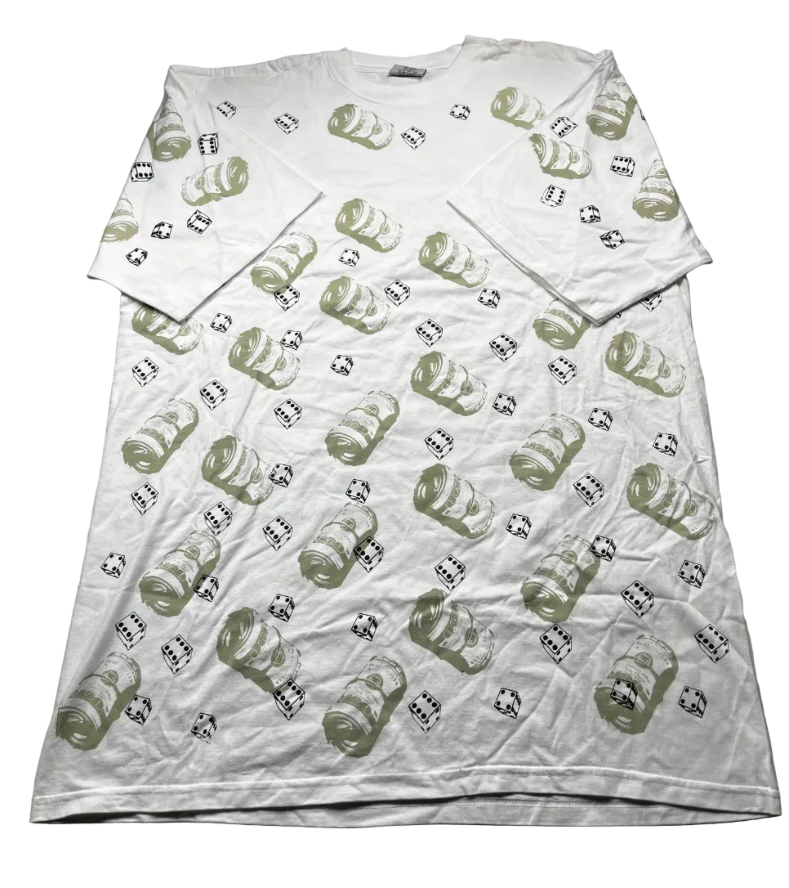 Vintage 90s Money Roll Dice All Over Print Shirt